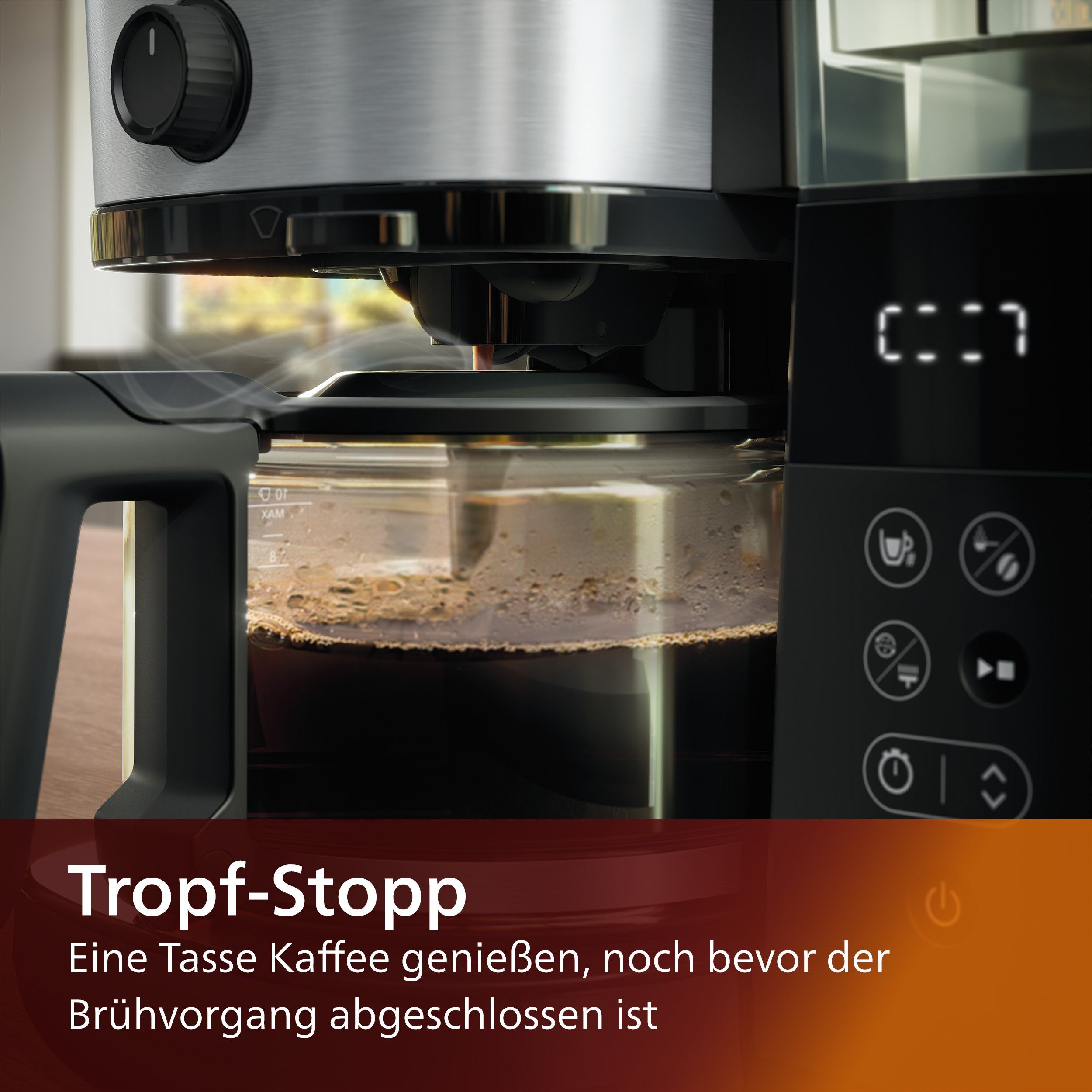 All-in-1 1x4, mit Dosierung Kaffeemaschine Brew, mit HD7888/01 Papierfilter Philips und Mahlwerk Kaffeebohnenbehälter Smart