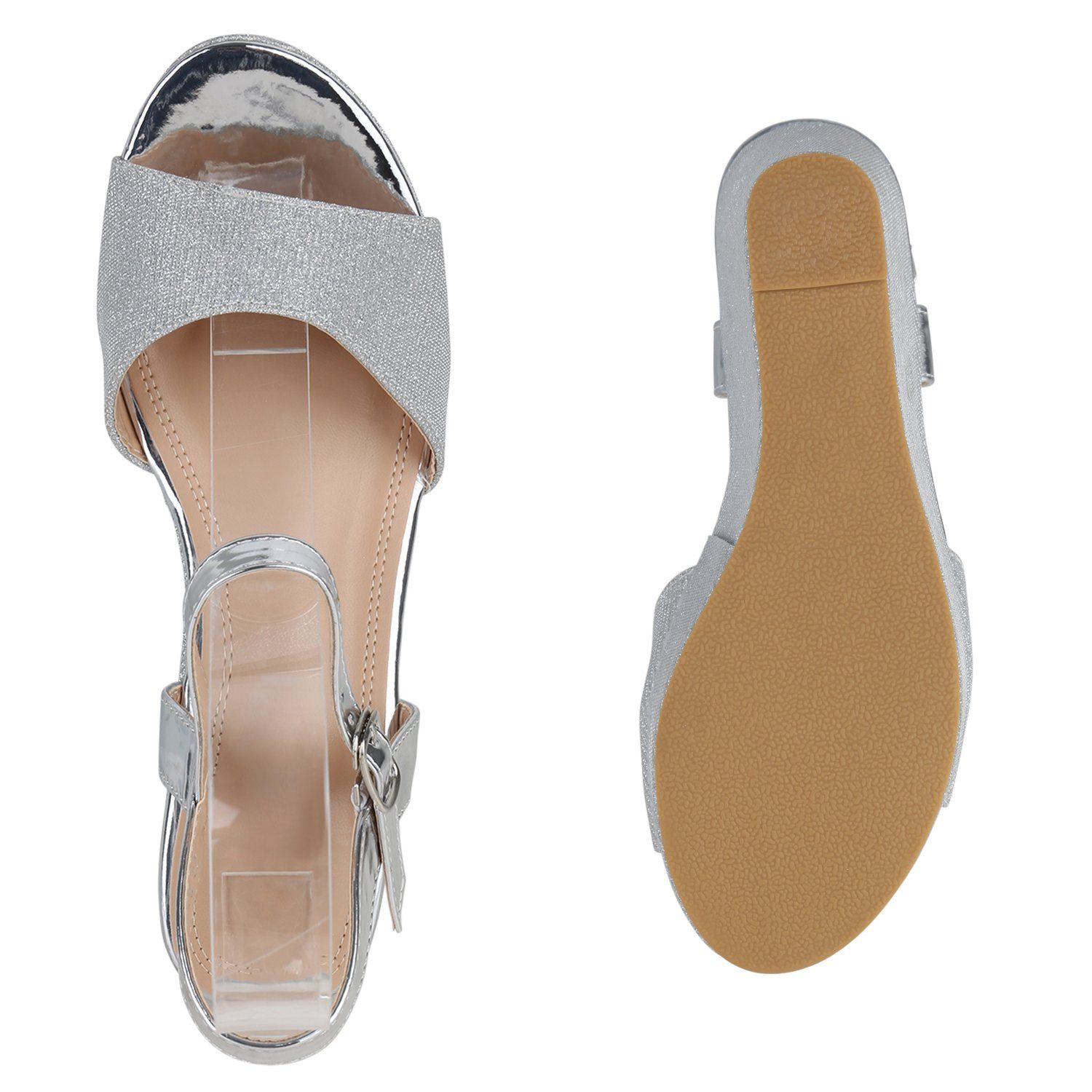 Keilsandalette 840407 Schuhe VAN HILL Silber