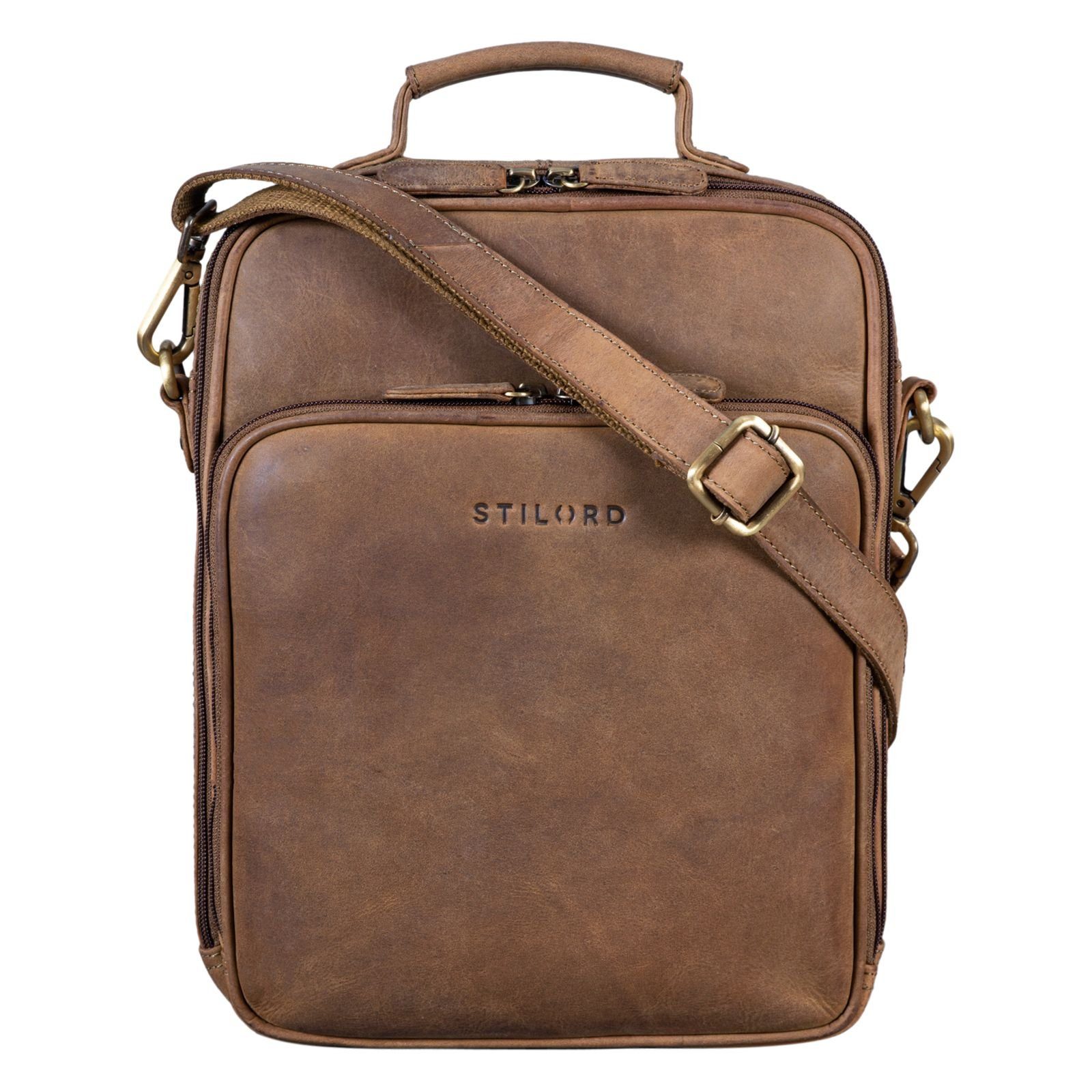 STILORD Schultertasche STILORD "Can" Männer Tasche Leder groß 13,3 Zoll