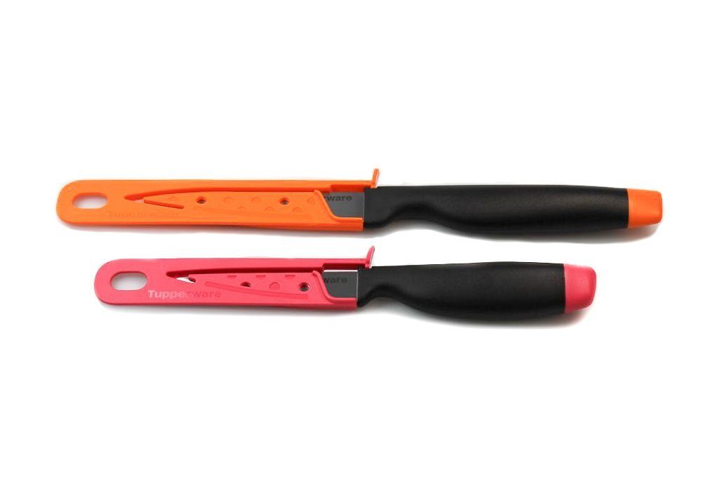 Tupperware Allzweckmesser A-Serie Gemüsemesser pink + Universalmesser orange