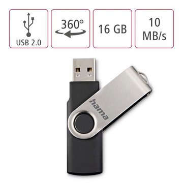 Hama USB-Stick "Rotate", USB 2.0, 32GB, 10MB/s, Schwarz/Silber USB-Stick (Lesegeschwindigkeit 10 MB/s)