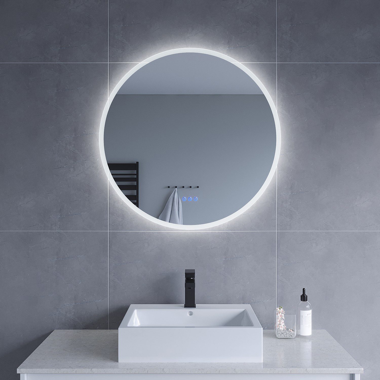 AQUABATOS Badspiegel Lichtspiegel 60x60cm 80x80cm Rund günstig online kaufen