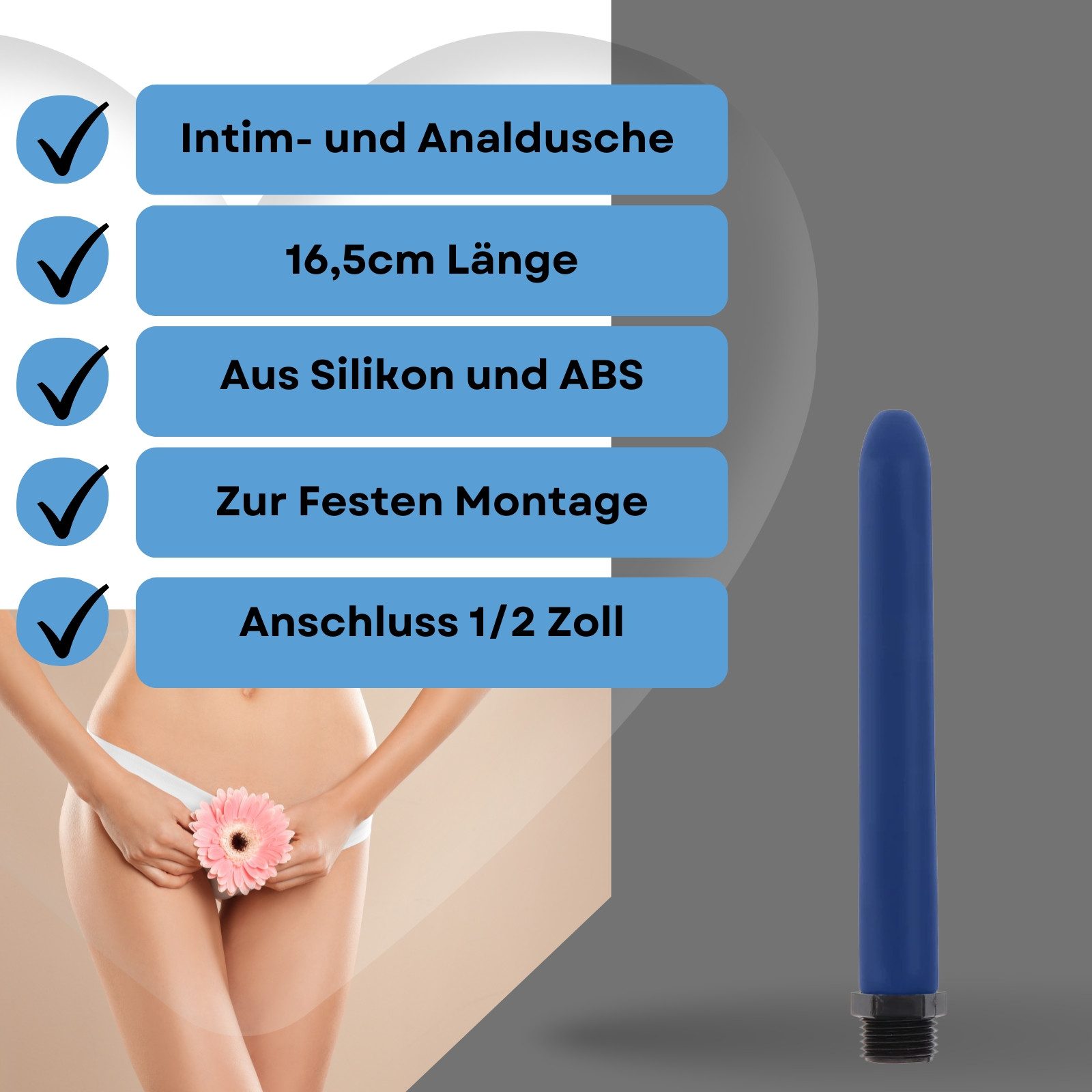Lovelyness Mobiles Bidet Intimdusche mit 1/2 Zoll Gewinde für die Dusche oder Badewanne