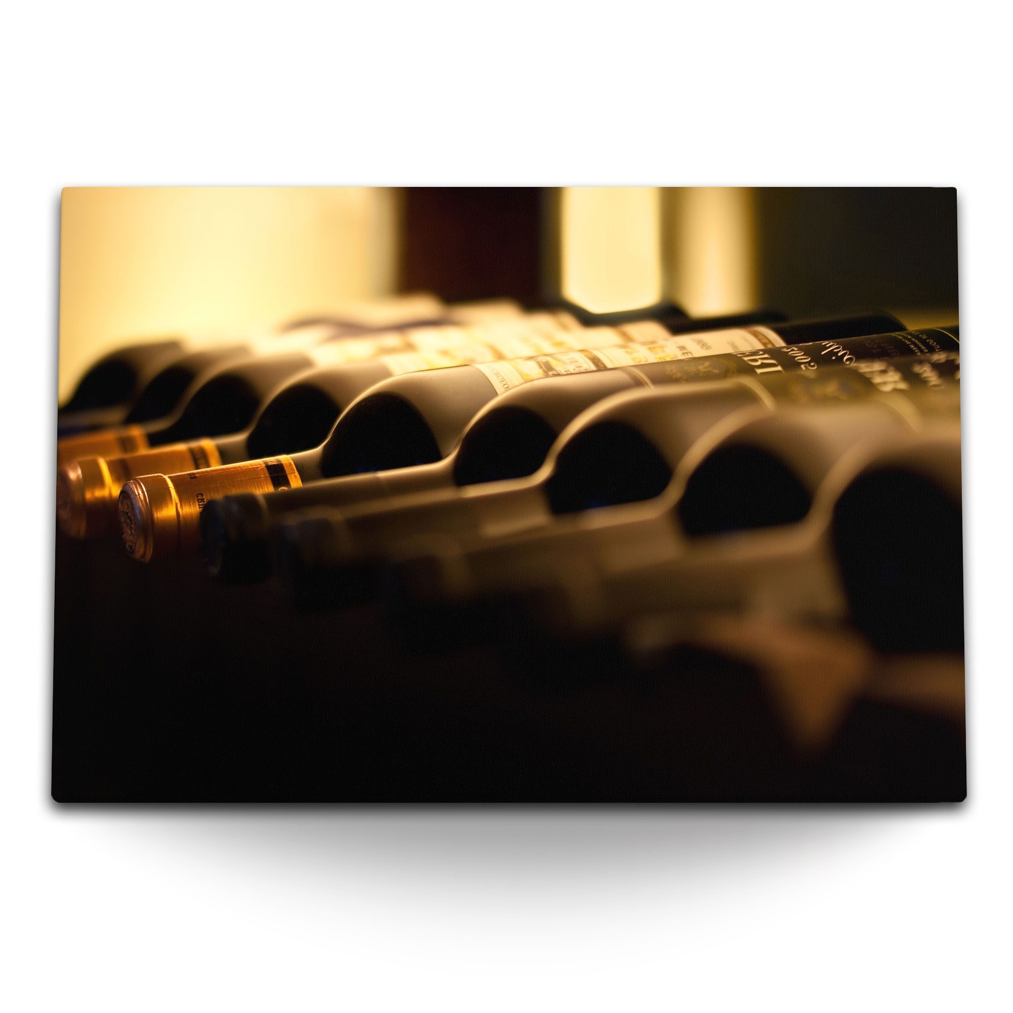 Leinwandbild 120x80cm Wandbild auf Leinwand Wein Weinflaschen Weinkeller Weinsammlu