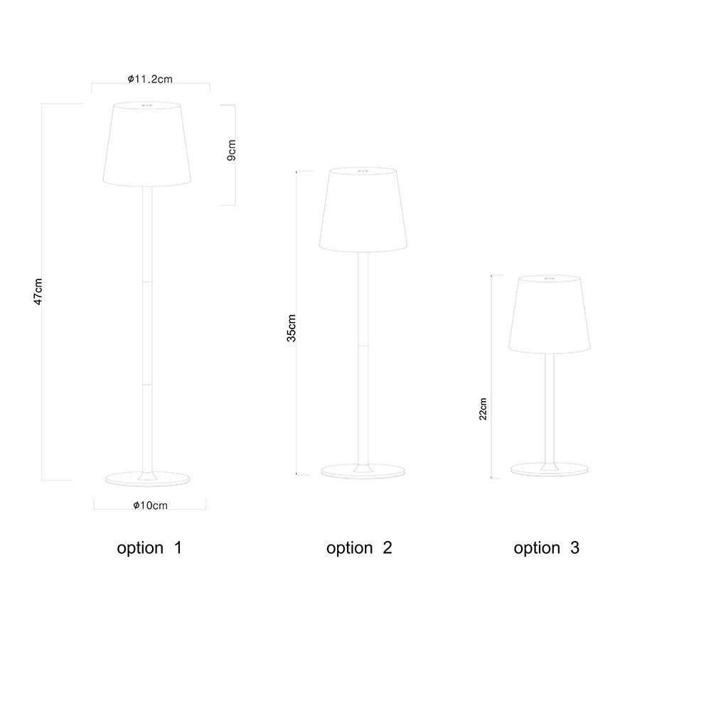 GLOBO LIGHTING LED Tischleuchte, LED-Leuchtmittel fest verbaut, Warmweiß, Tischlampe Außenleuchte LED Akku Touchdimmer IP44 opal Metall nickel