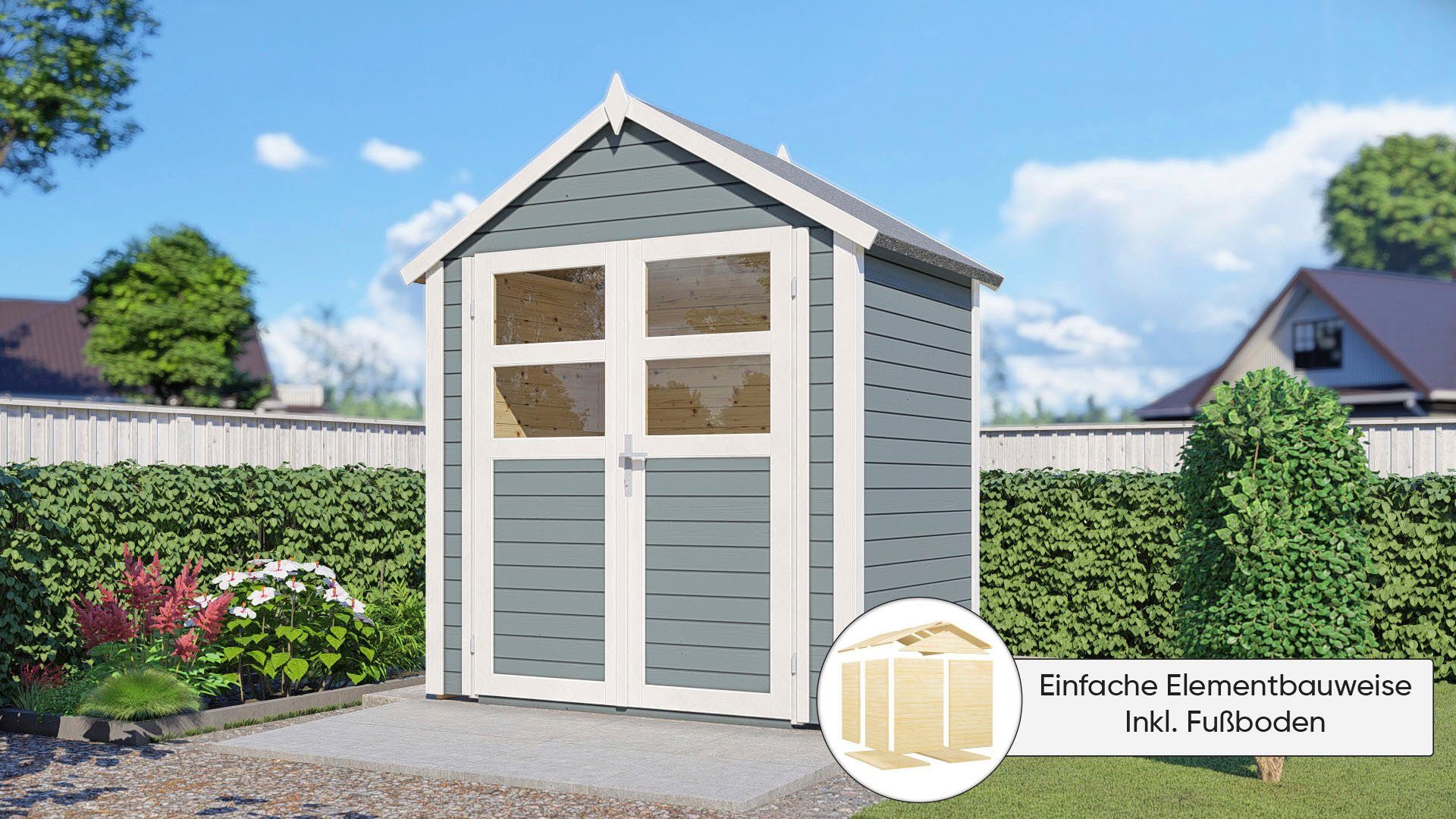 KONIFERA Gartenhaus Visby 1, BxT: 201x131 cm, Inklusive Fussboden, in 4 Größen und 2 Цвета(ов)