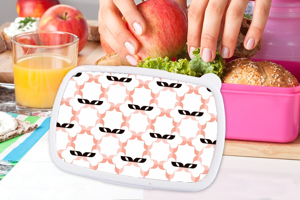 Masken, Mädchen, Karneval - Kunststoff rosa Lunchbox - MuchoWow Brotbox Erwachsene, Muster für Snackbox, Kunststoff, (2-tlg), Kinder, Brotdose