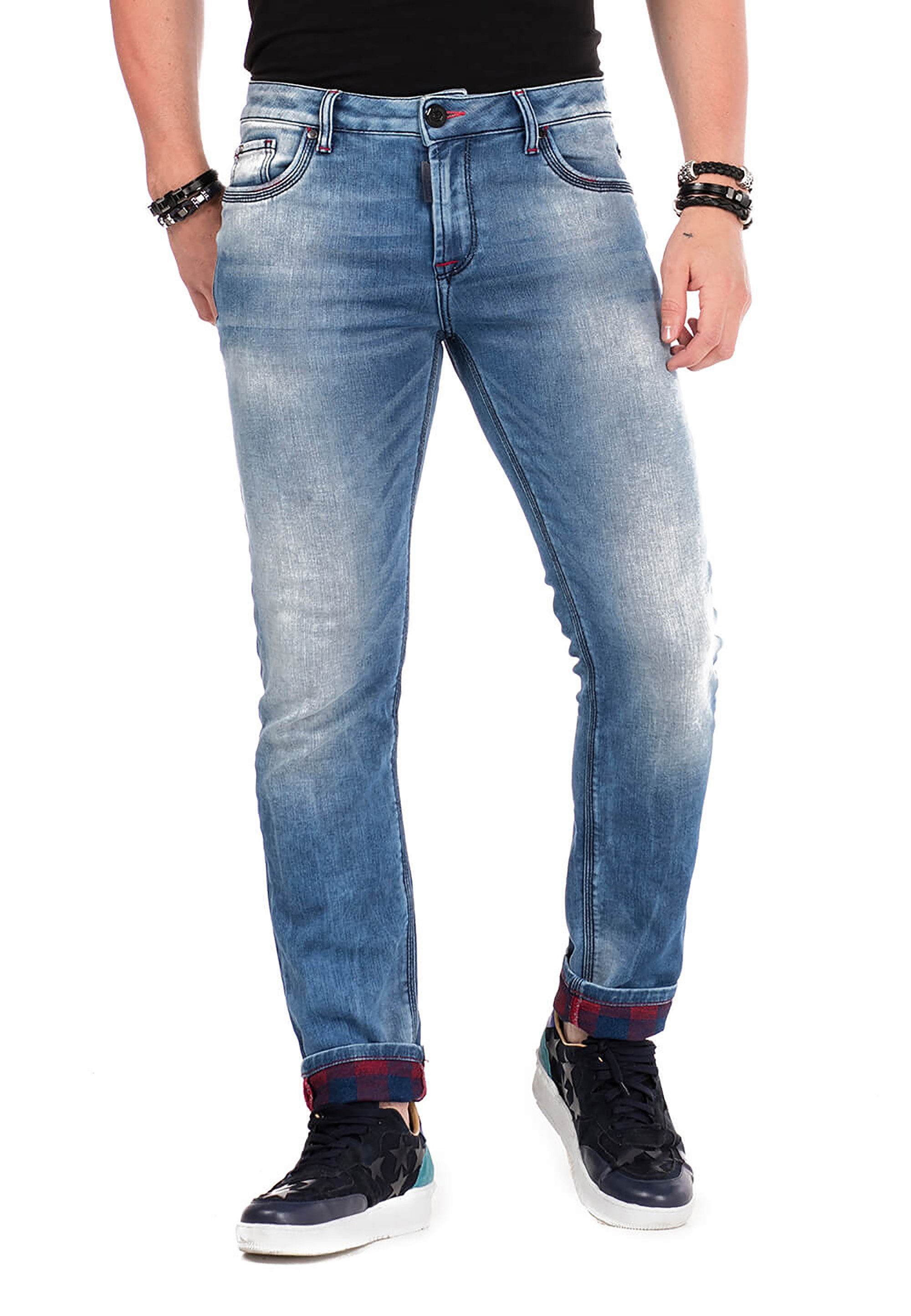 Cipo & Baxx Slim-fit-Jeans im Used Look blau