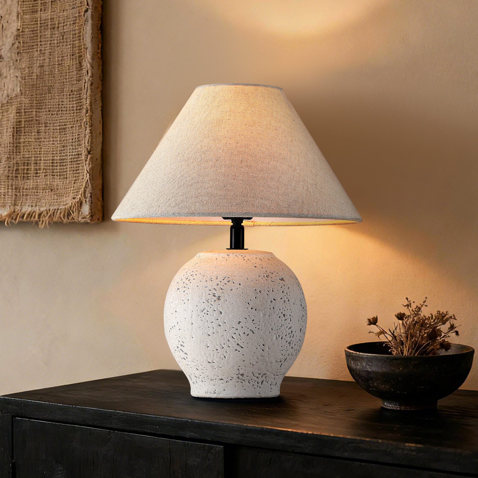 STANBOW Tischleuchte Tischlampe mit Keramikfuß, Nachttischlampe, Schlaf-/Wo günstig online kaufen