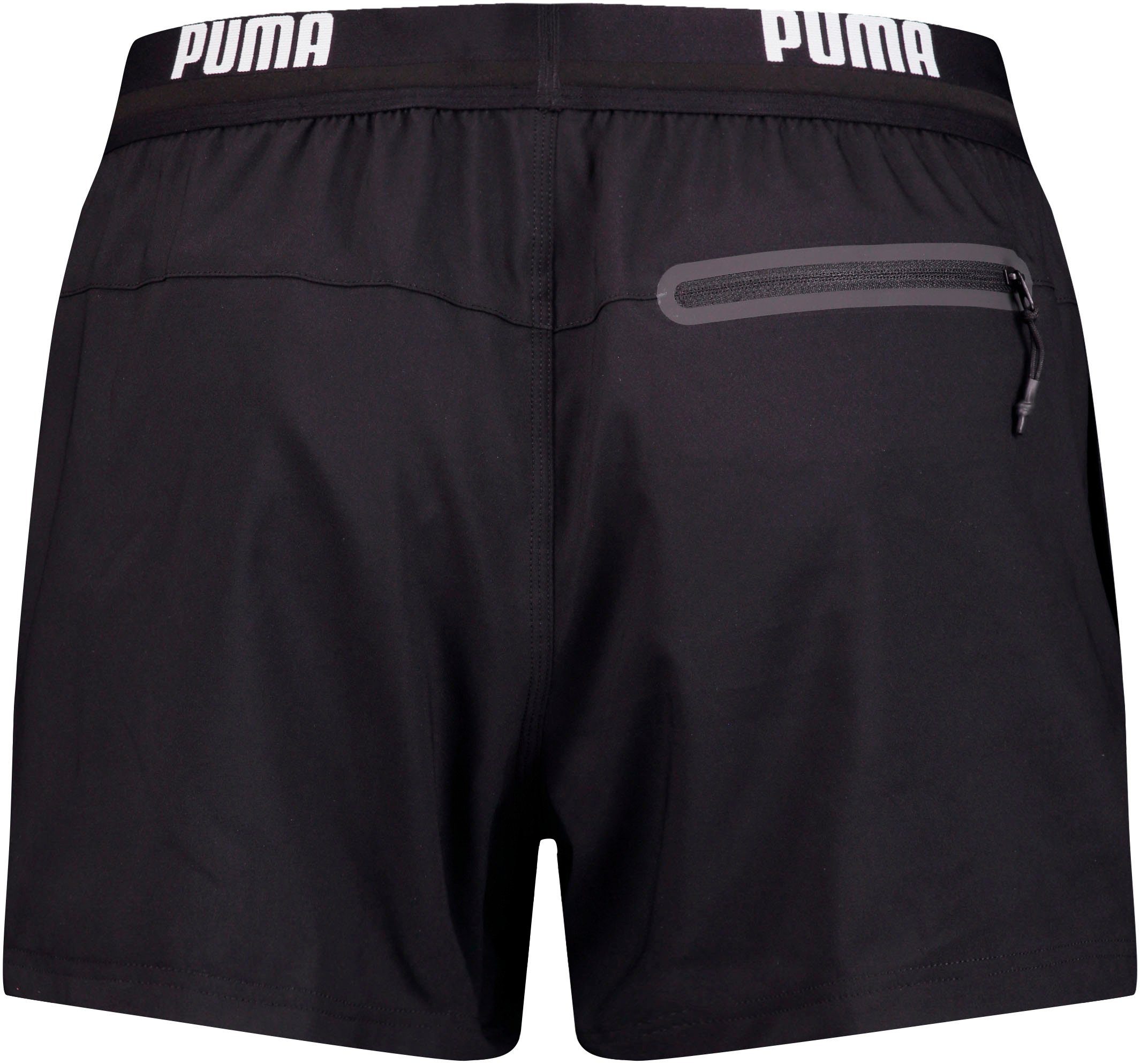 PUMA Badeshorts PUMA SWIM MEN LOGO SHORT SHORTS 1P Seitentaschen, Gesäßtasche mit Reißverschluss, Kordelzug