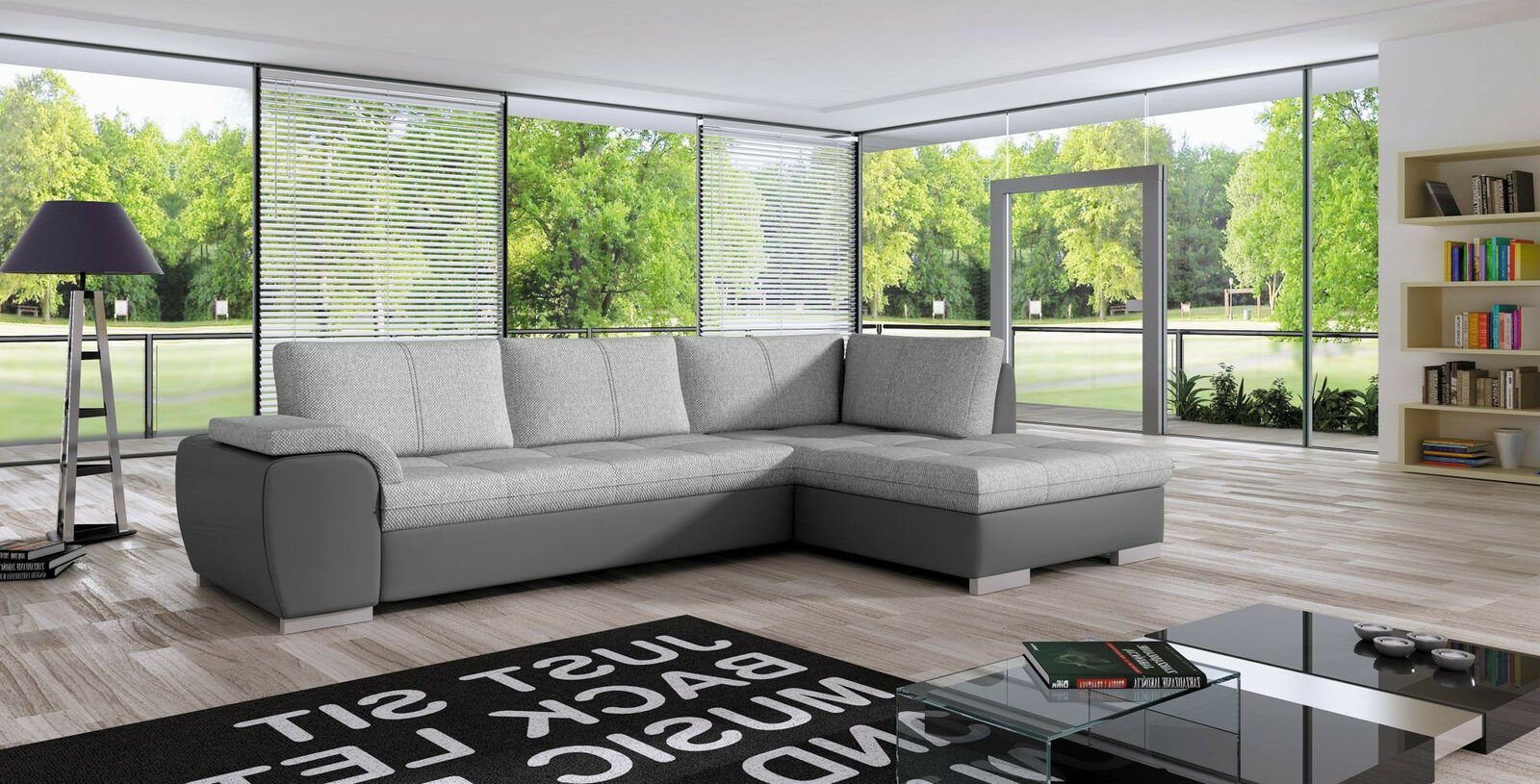 JVmoebel Ecksofa, Garnitur Eck Landschaft Eck Wohn Polster Grau Ecke Design Sofa Couch