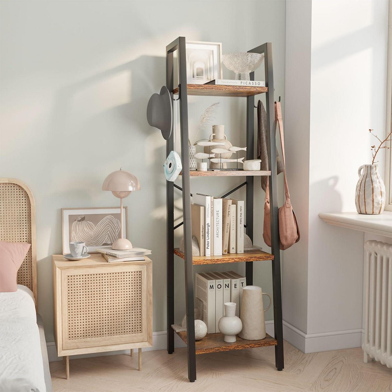 LuxusKollektion Leiterregal Leiterregal 4 Ebenen Rustikales Braun, 1-tlg.