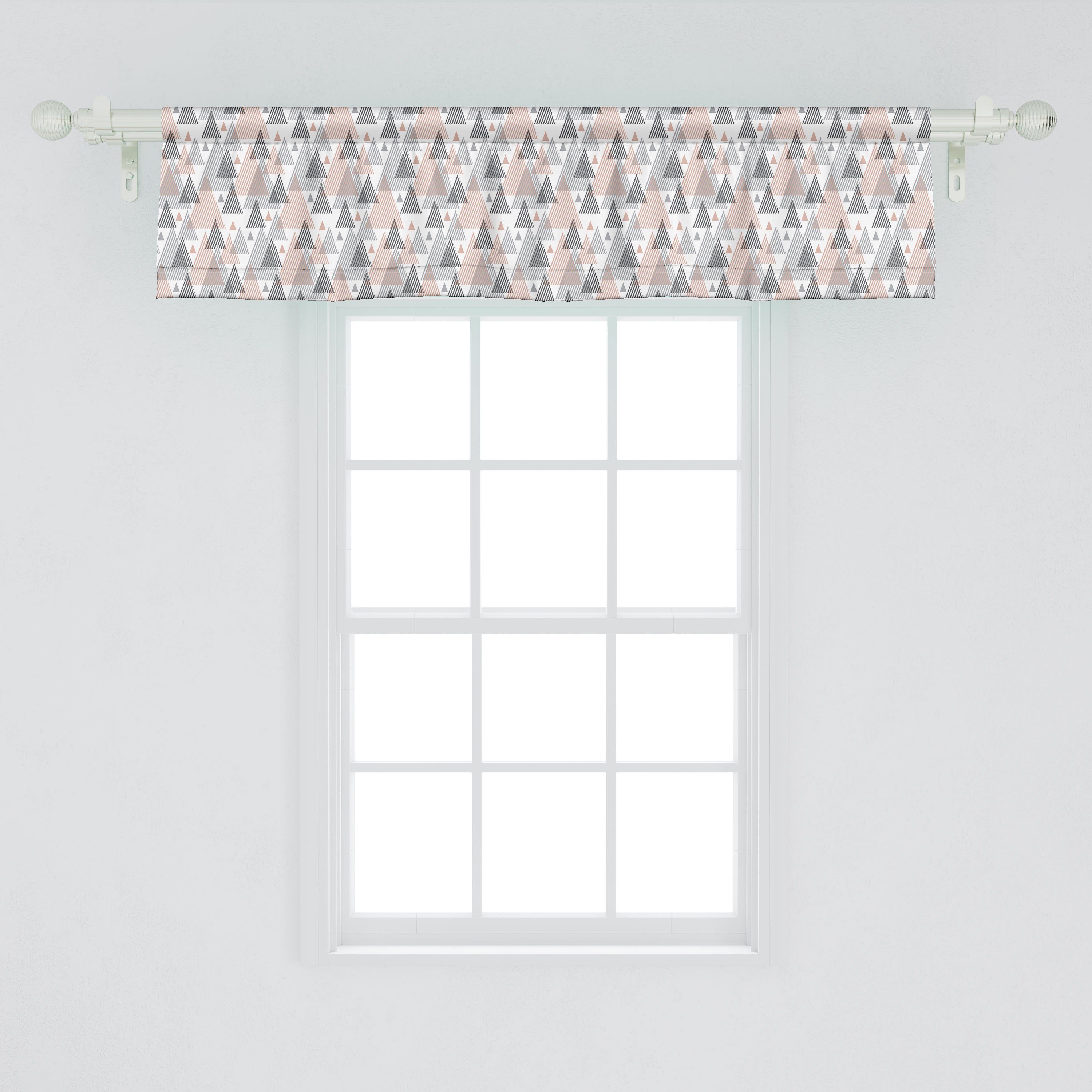 Dekor Volant für Triangles Stangentasche, Scheibengardine gestreifte Küche Vorhang mit Microfaser, Schlafzimmer Abstrakt Grau Abakuhaus,