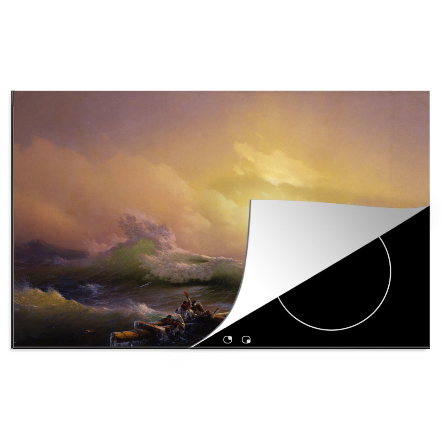MuchoWow Herdblende-/Abdeckplatte Die neunte Welle - Gemälde von Ivan Aivazovsky, Vinyl, (1 tlg), 81x52 cm, Induktionskochfeld Schutz für die küche, Ceranfeldabdeckung