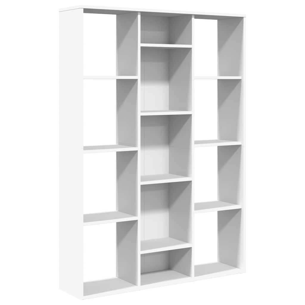 furnicato Raumteiler Regal 100x24x140 cm Weiß aus Holzwerkstoff, 1-tlg., Offenes Bücherregal mit 13 Fächern für DVDs und Dekorationsartikel