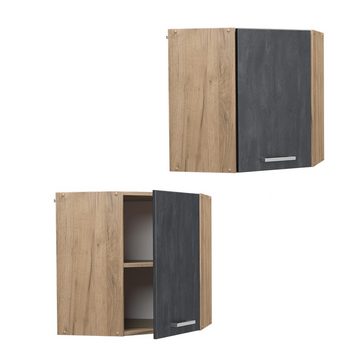 Livinity® Eckhängeschrank Hängeschrank R-Line Goldkraft Schwarz Beton