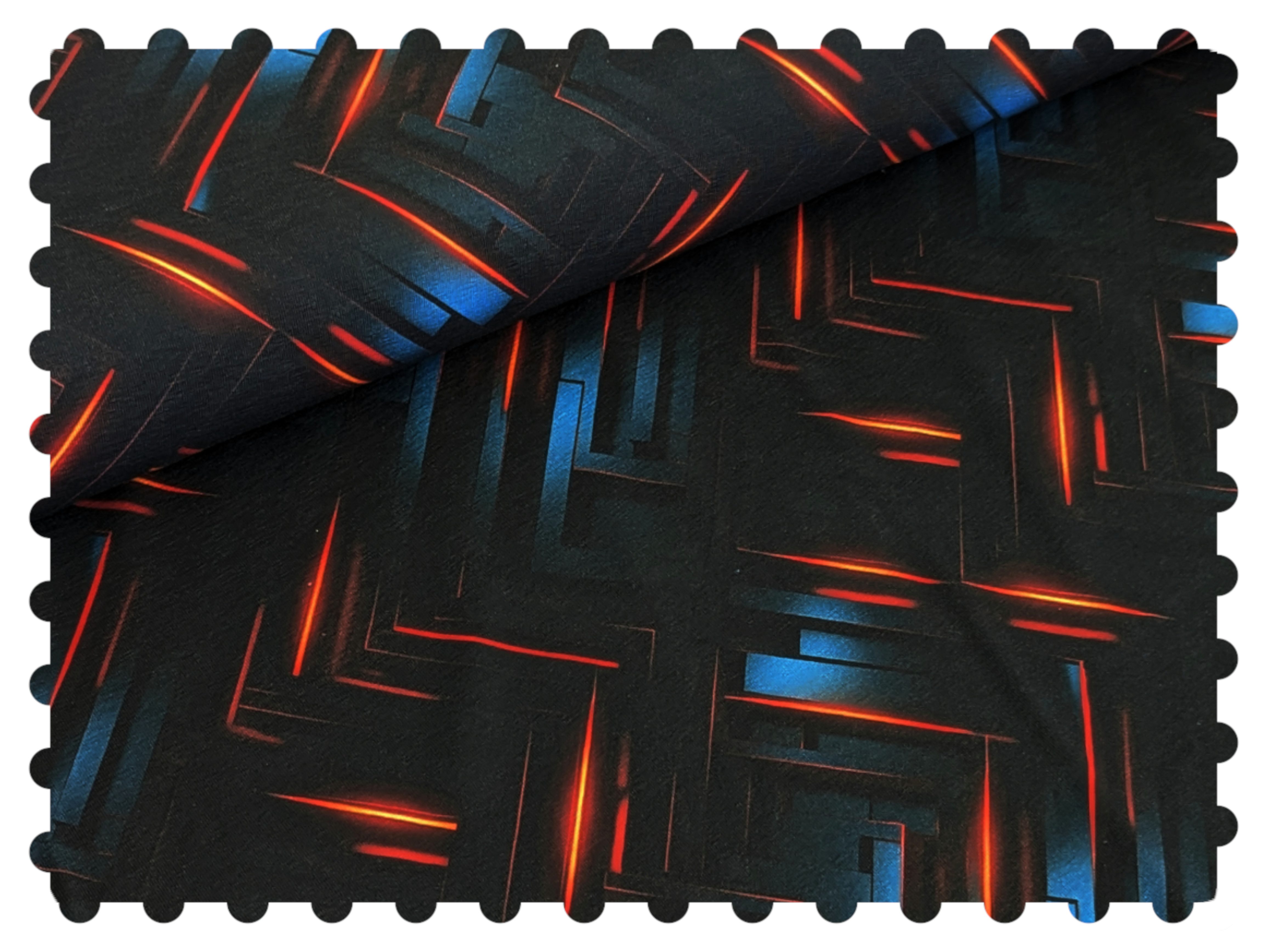 Corileo Stoff EP Baumwolljersey 3D Blocks Streifen auf Schwarz Stoff