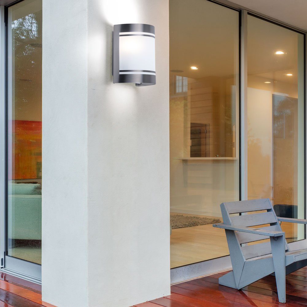 Leuchtmittel Einfahrt Robuste Wand Edelstahl Lampe etc-shop LED inklusive, Außen-Wandleuchte, Warmweiß, Beleuchtung Außen