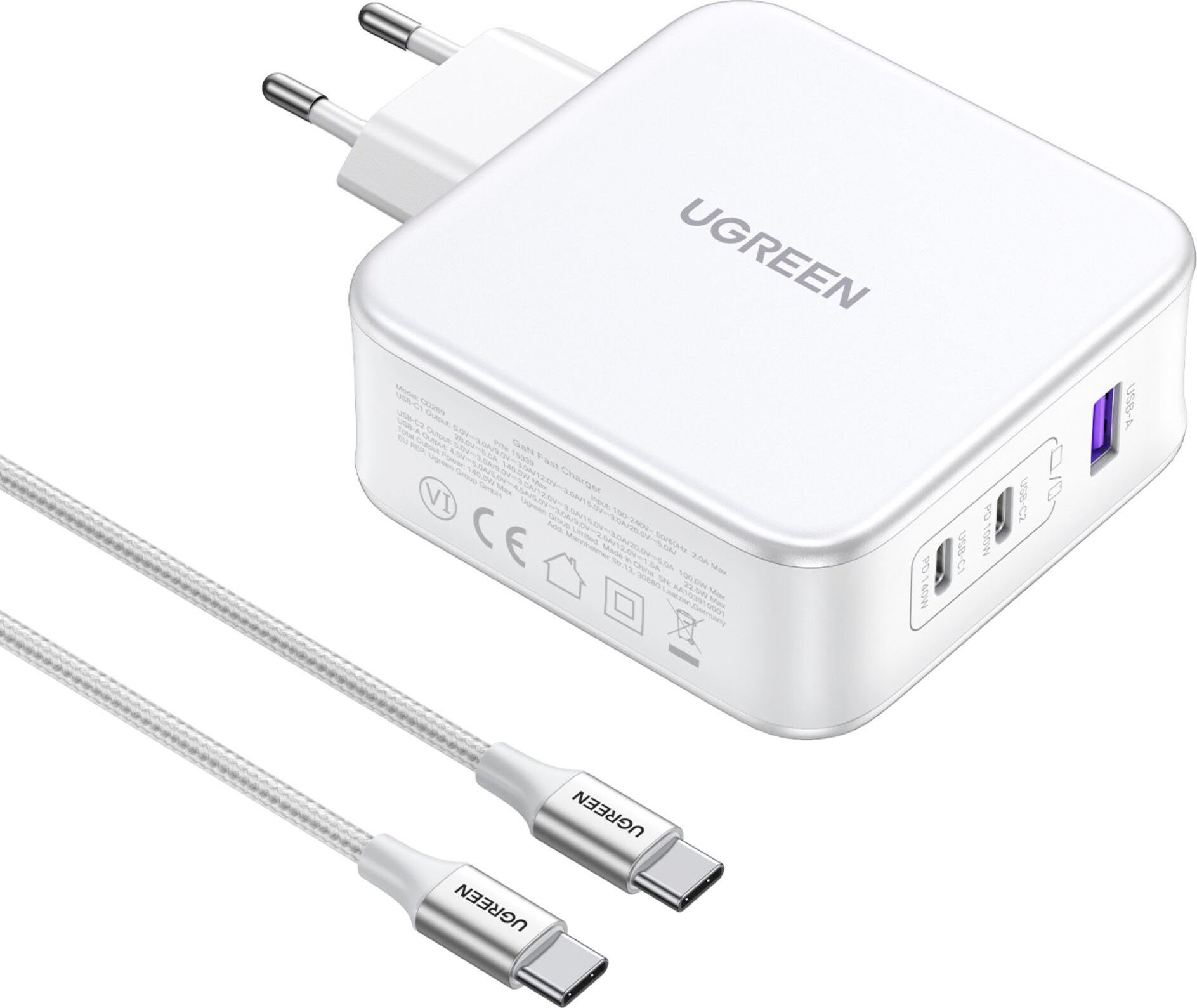 Nexode USB-A+2*USB-C 140W GaN Fast Charger+USB-C Cable Laptop-Ladegerät