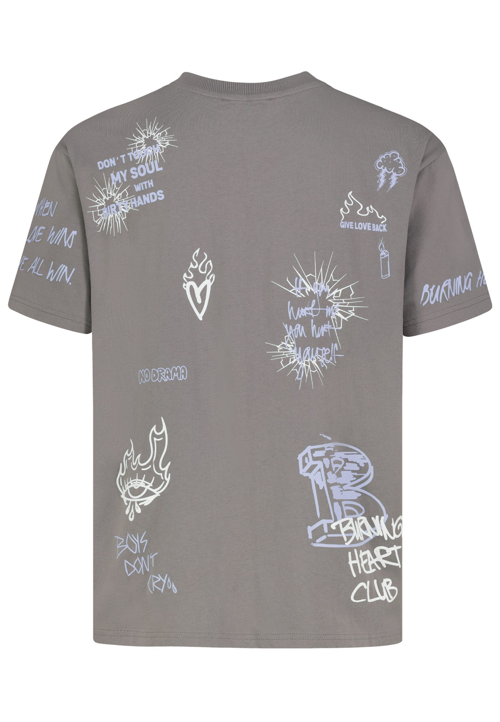 SUBLEVEL T-Shirt Herren Rundhalsshirt Allover-Print Baumwollshirt, Relaxed Fit, bedruckt