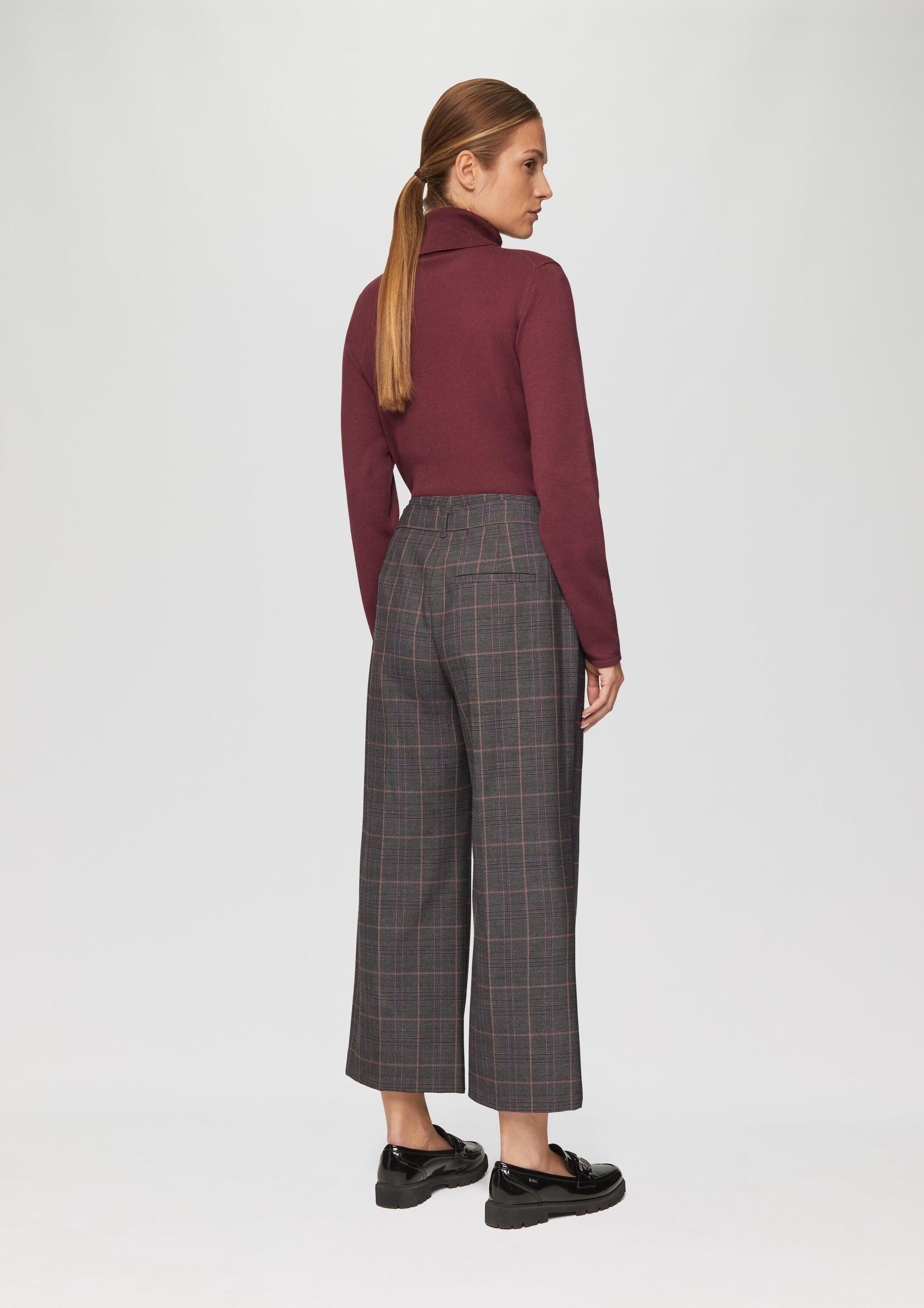 s.Oliver Culotte Hose Karierte Culotte mit Bindegürtel
