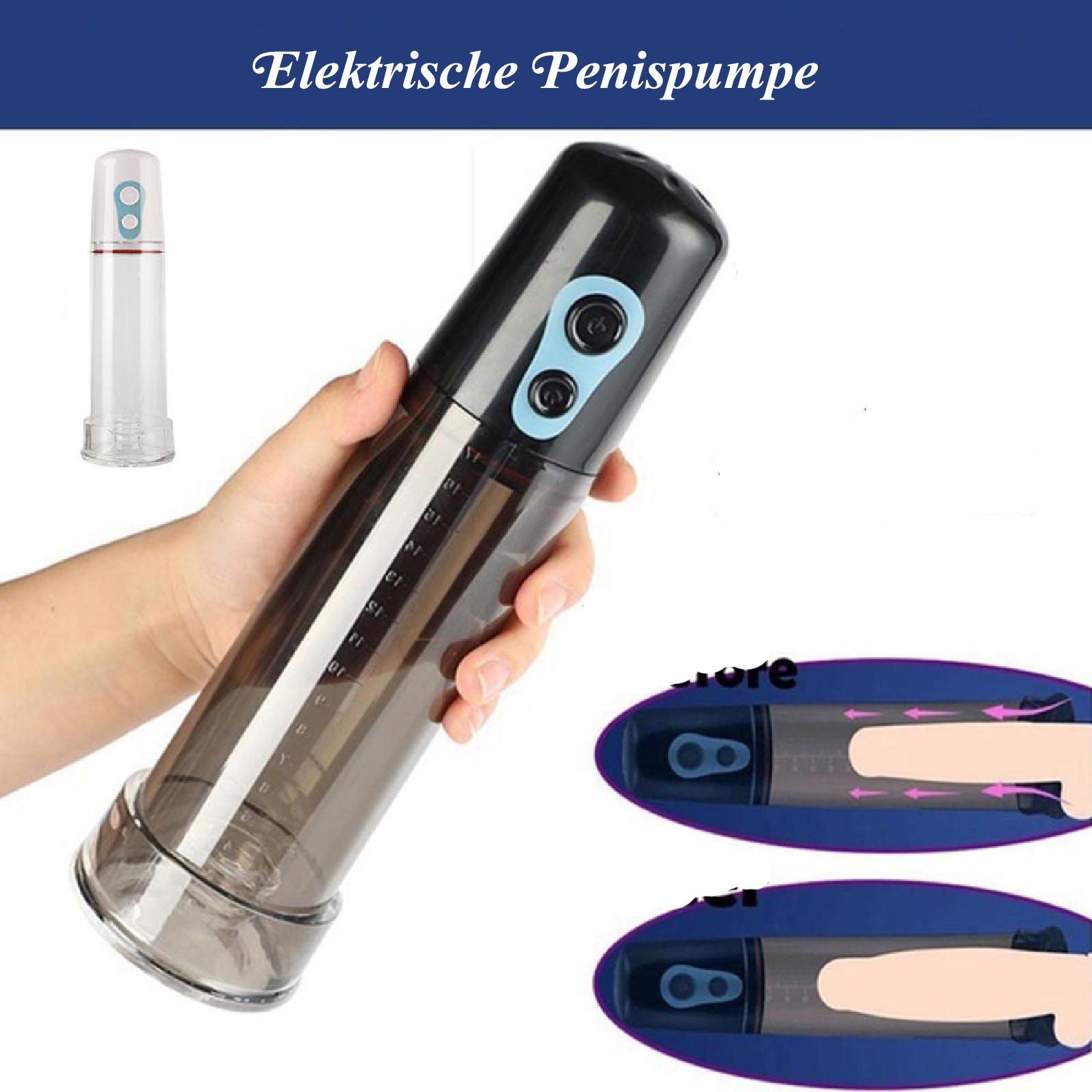 Rutaqian Penispumpe Penispumpe Elektrisch Erotik Toy für Männer Auto Penisvergrößerung Weiß