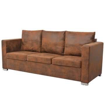 furnicato Sofa Sofagarnitur 3-tlg. Künstliches Wildleder