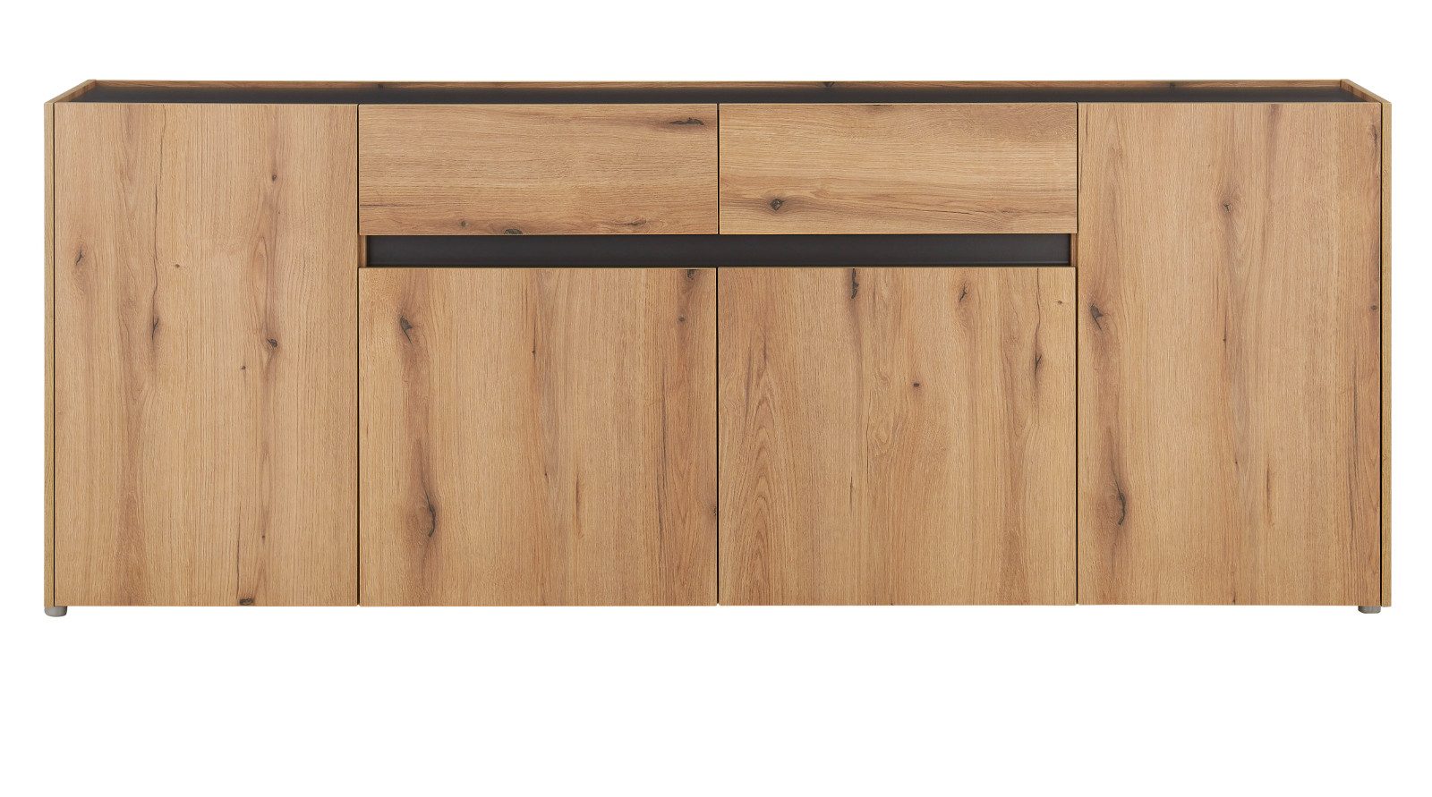 Furn.Design Anrichte Center (Sideboard in Evoke Eiche mit grau, 4-türig, Breite 220 cm), mit viel Stauraum