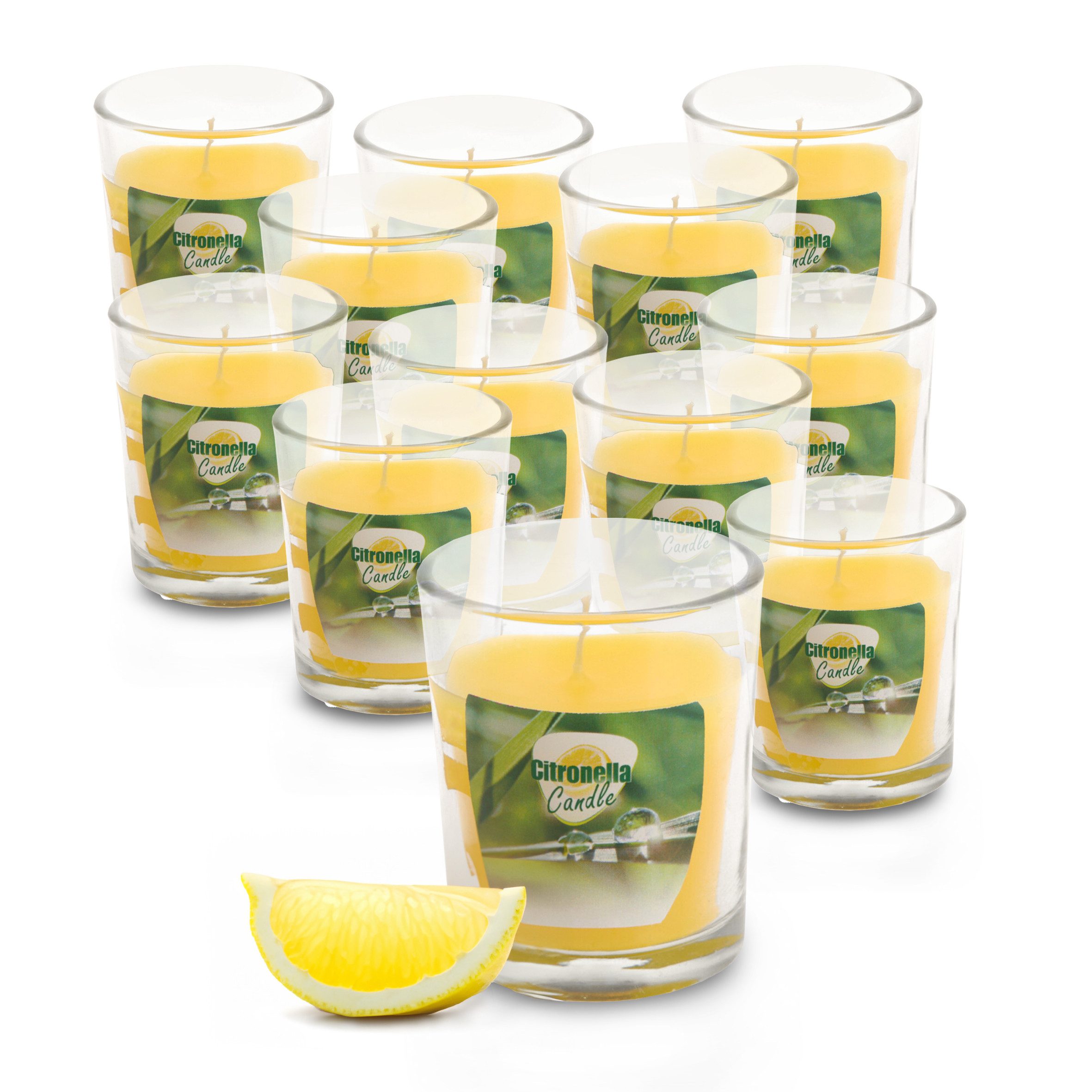 Spetebo Duftkerze Citronella Duft Kerze (Set, 12-tlg., Größe wählbar), Duftlicht mit Zitronen Aroma
