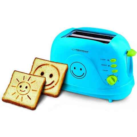 Esperanza Toaster Toaster 2 Scheiben mit SMILEY Bild Muster und Timer, 2 lange Schlitze, Bräunung & Auftauen & Erneutes Erhitzen/Wiederaufwärmen