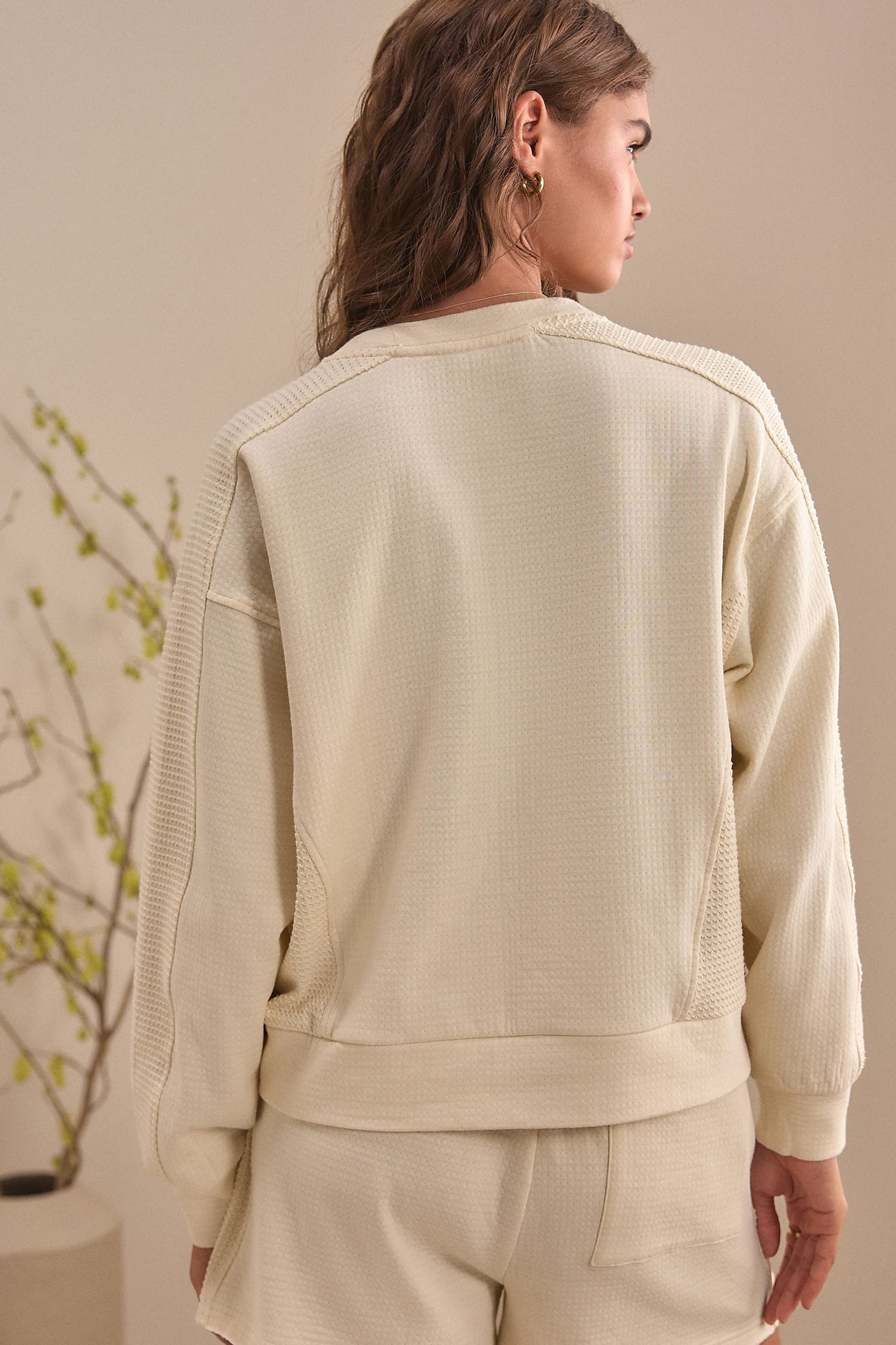 Next Sweater Sweatshirt mit Waffelstruktur aus 100 % Baumwolle (1-tlg) günstig online kaufen