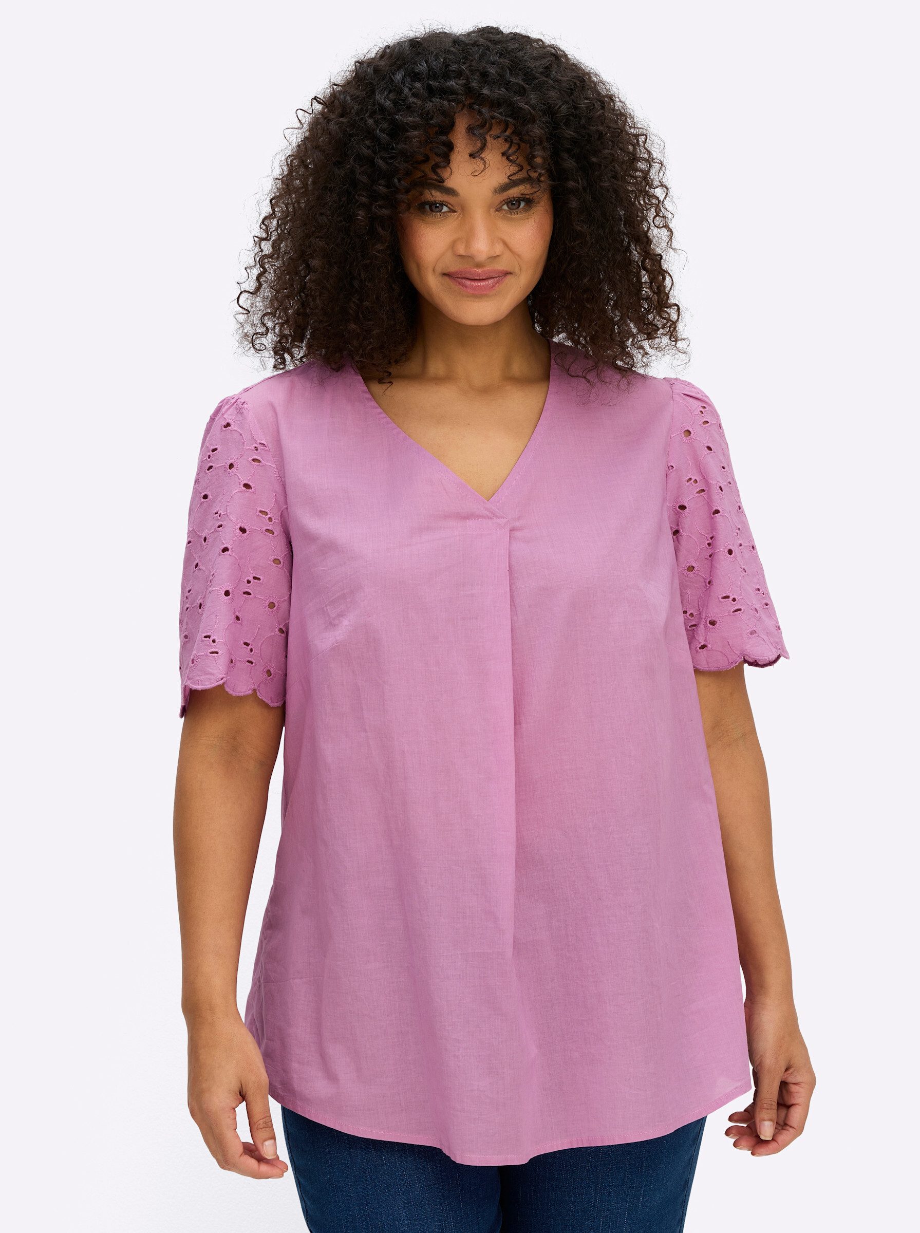 Sheego Klassische Bluse Kurzarmbluse Kurzarm