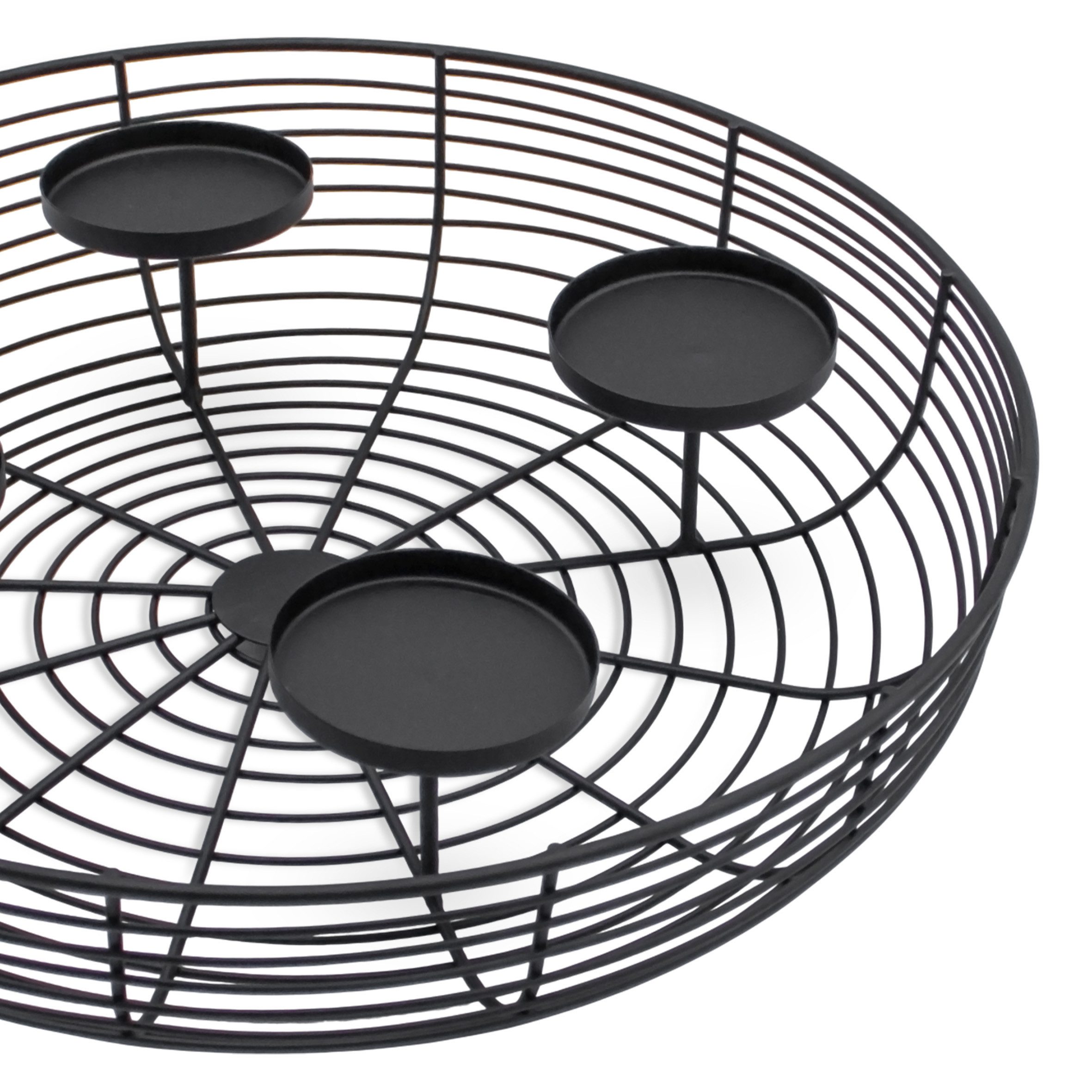 Spetebo Adventskranz Metall Gitter schwarz für 4 Kerzen - 36 cm, für Kugel- und Stumpenkerzen bis ca. 7 cm Durchmesser