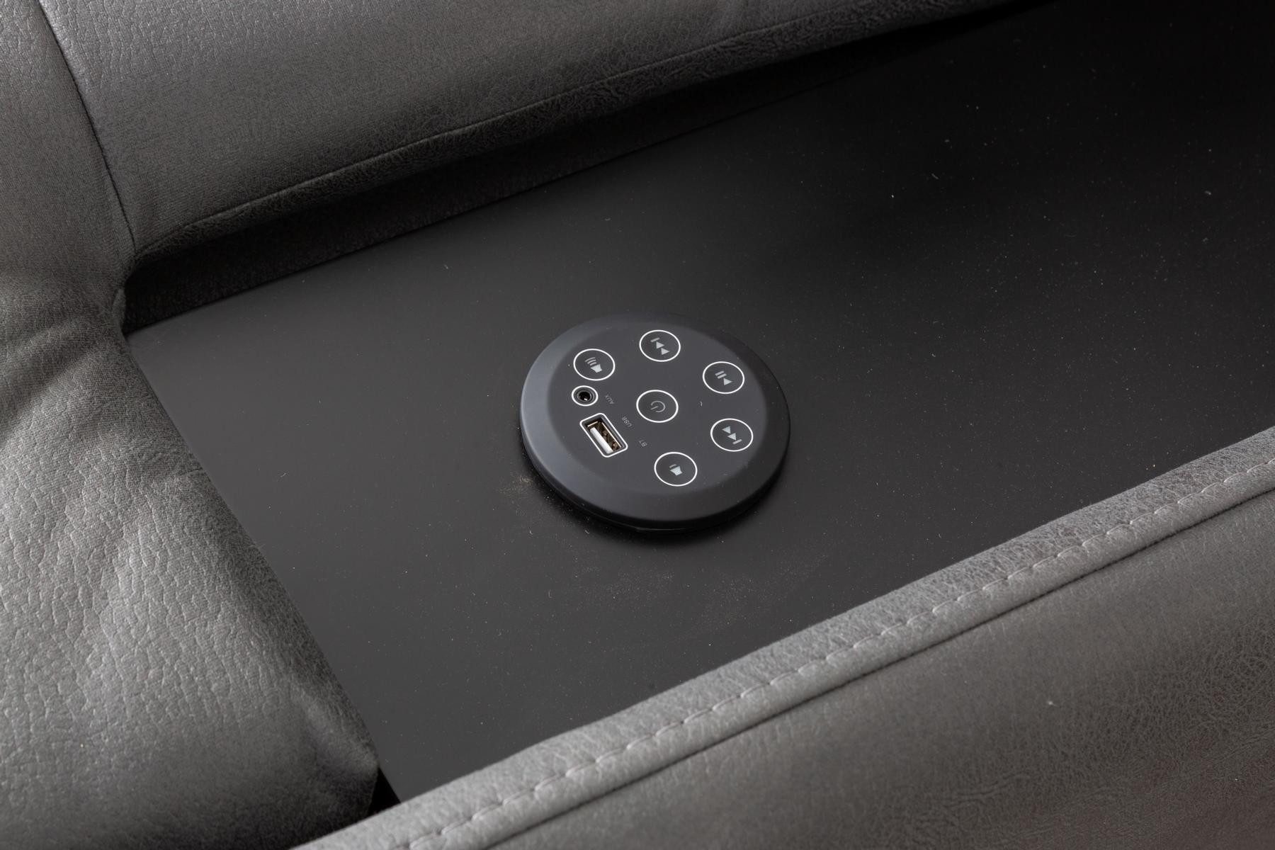 JVmoebel Ecksofa Graues L-Sofa aus Kunstleder mit integriertem Soundsystem, 1 Teile, Made in Europa