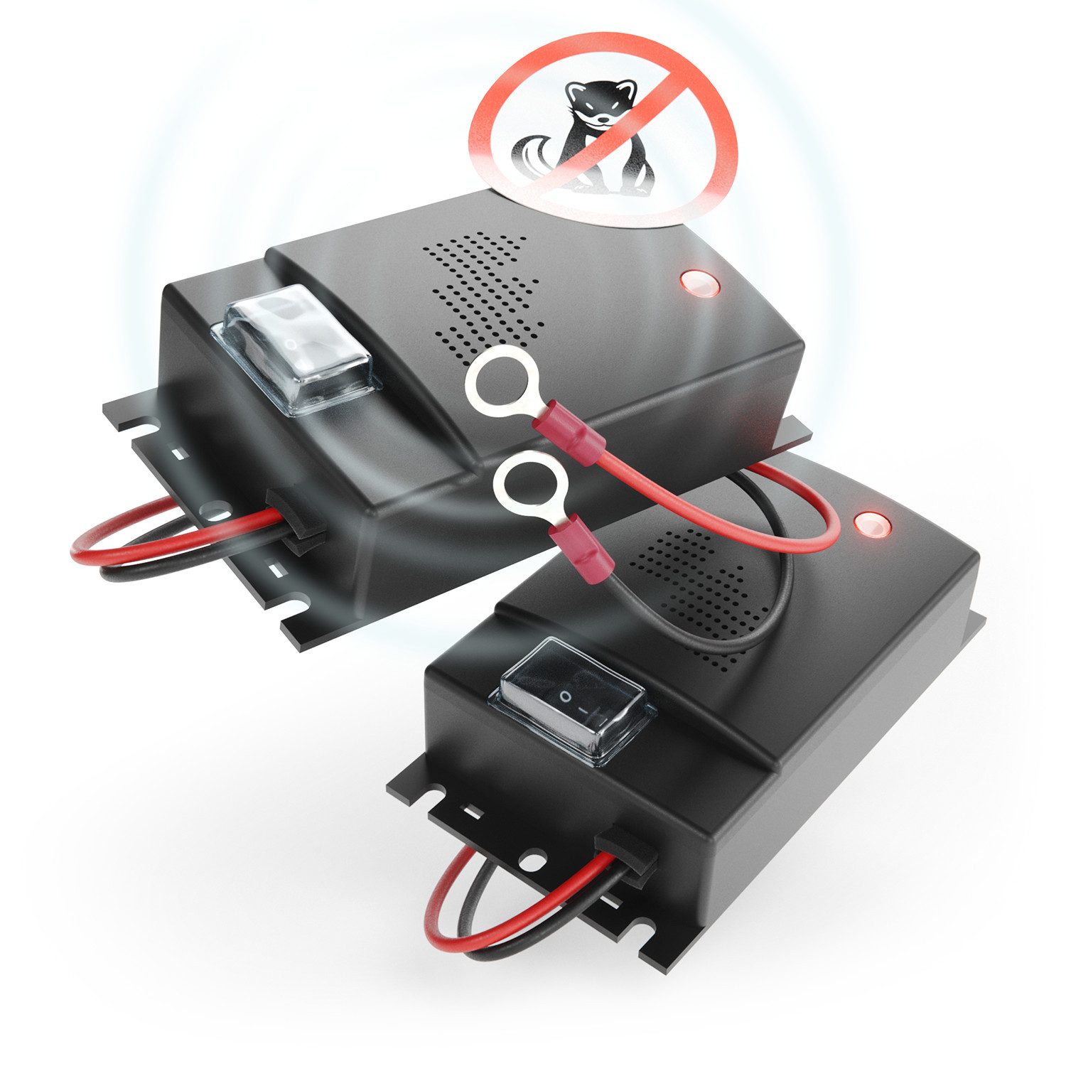 greate. Ultraschall-Tierabwehr 2x Marderschreck Auto, 12V Batterieanschluss, Motorraum, Mader Abwehr, 2-tlg.