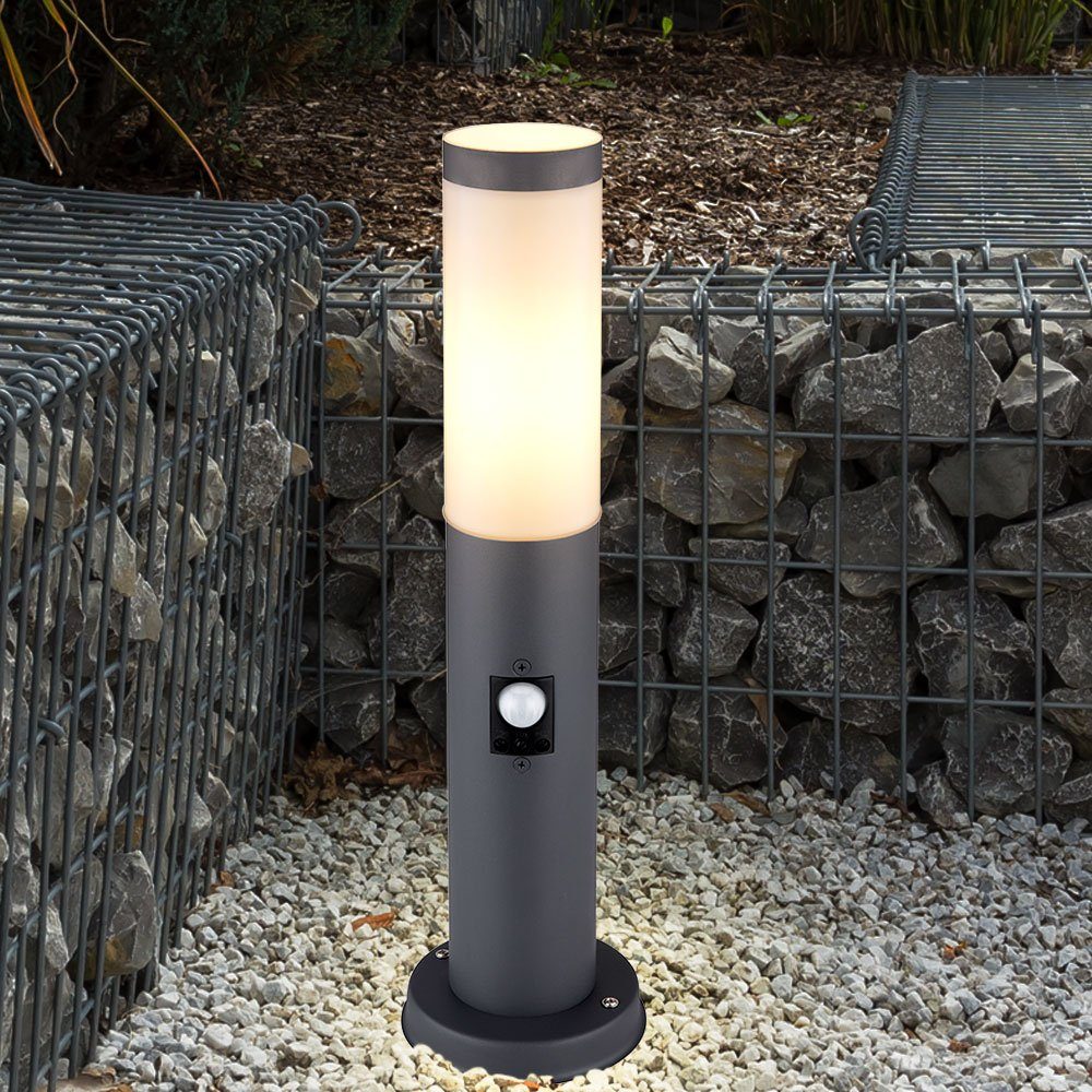 Lampe Edelstahl etc-shop Außen-Stehlampe, LED Außen Bewegungsmelder Garten Leuchtmittel Stand Warmweiß, Steh inklusive,