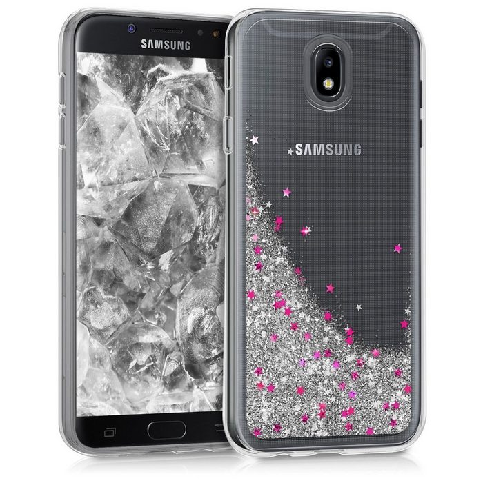 kwmobile Handyhülle Hülle für Samsung Galaxy J7 (2017) DUOS TPU Silikon Handy Schutzhülle Cover Case - Schneekugel Sterne Design