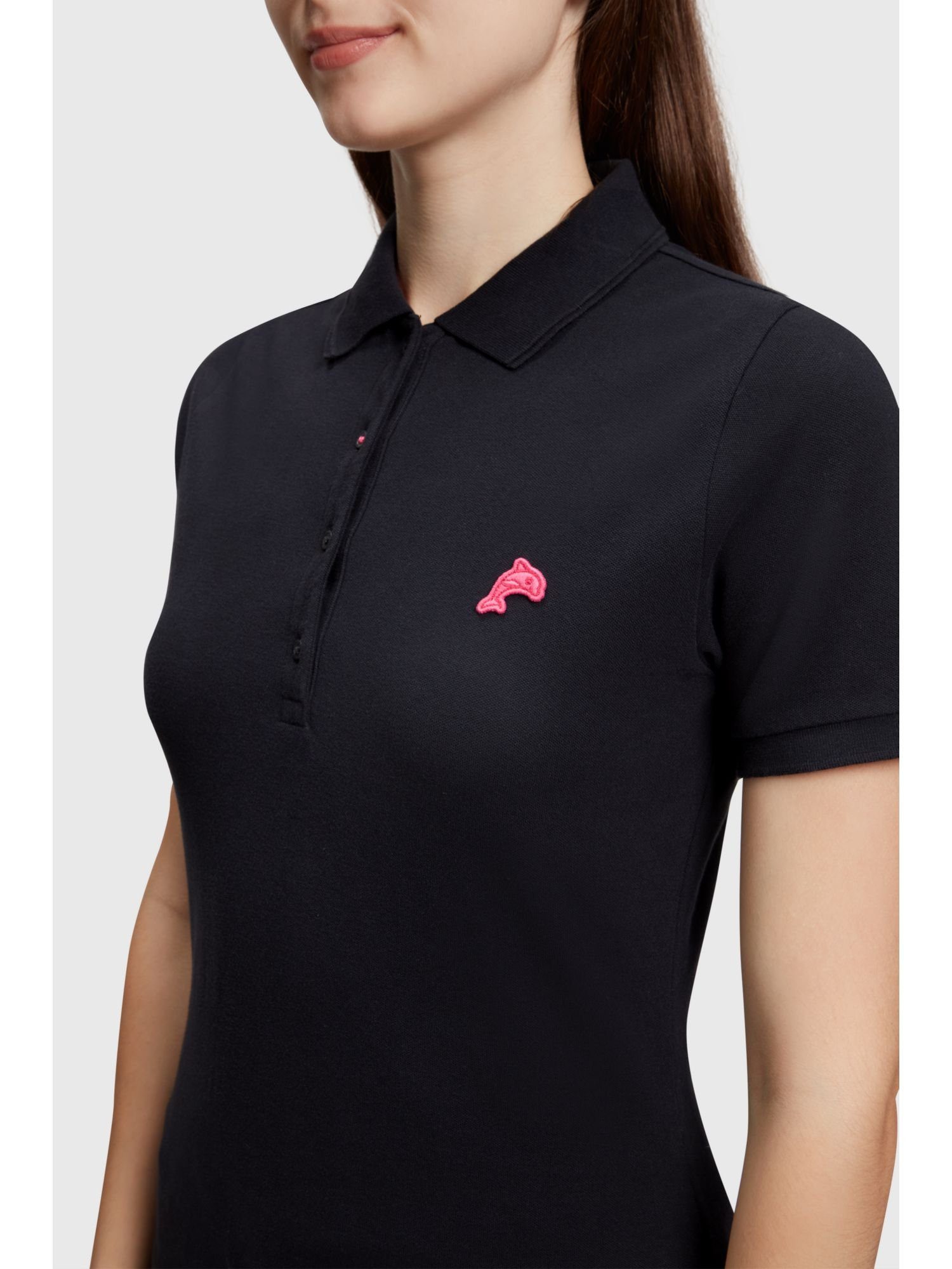Esprit Poloshirt Klassisches Tennis-Poloshirt mit Dolphin-Batch BLACK