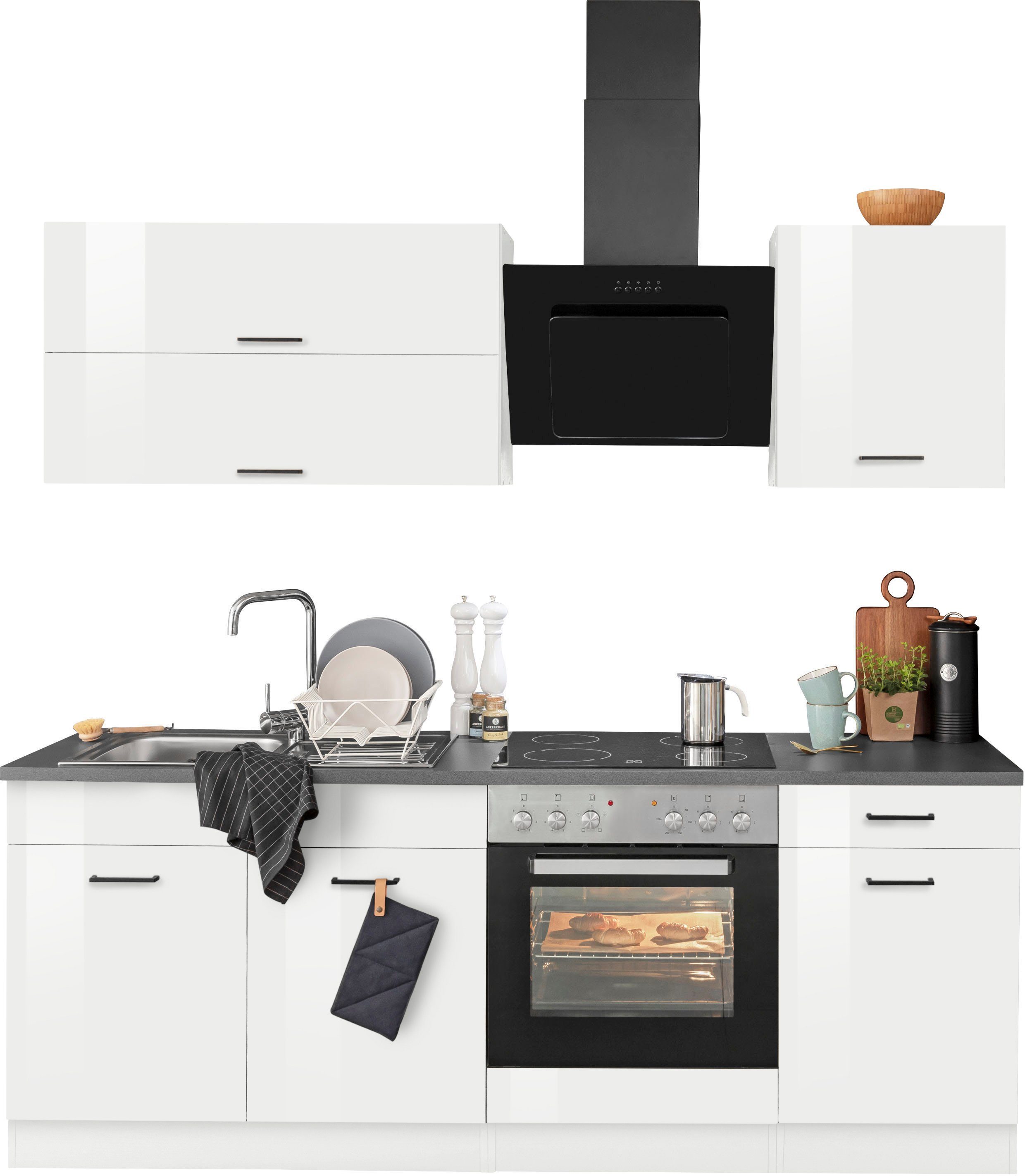 KOCHSTATION Küchenzeile KS-Trier, ohne E-Geräte, Breite 210 cm