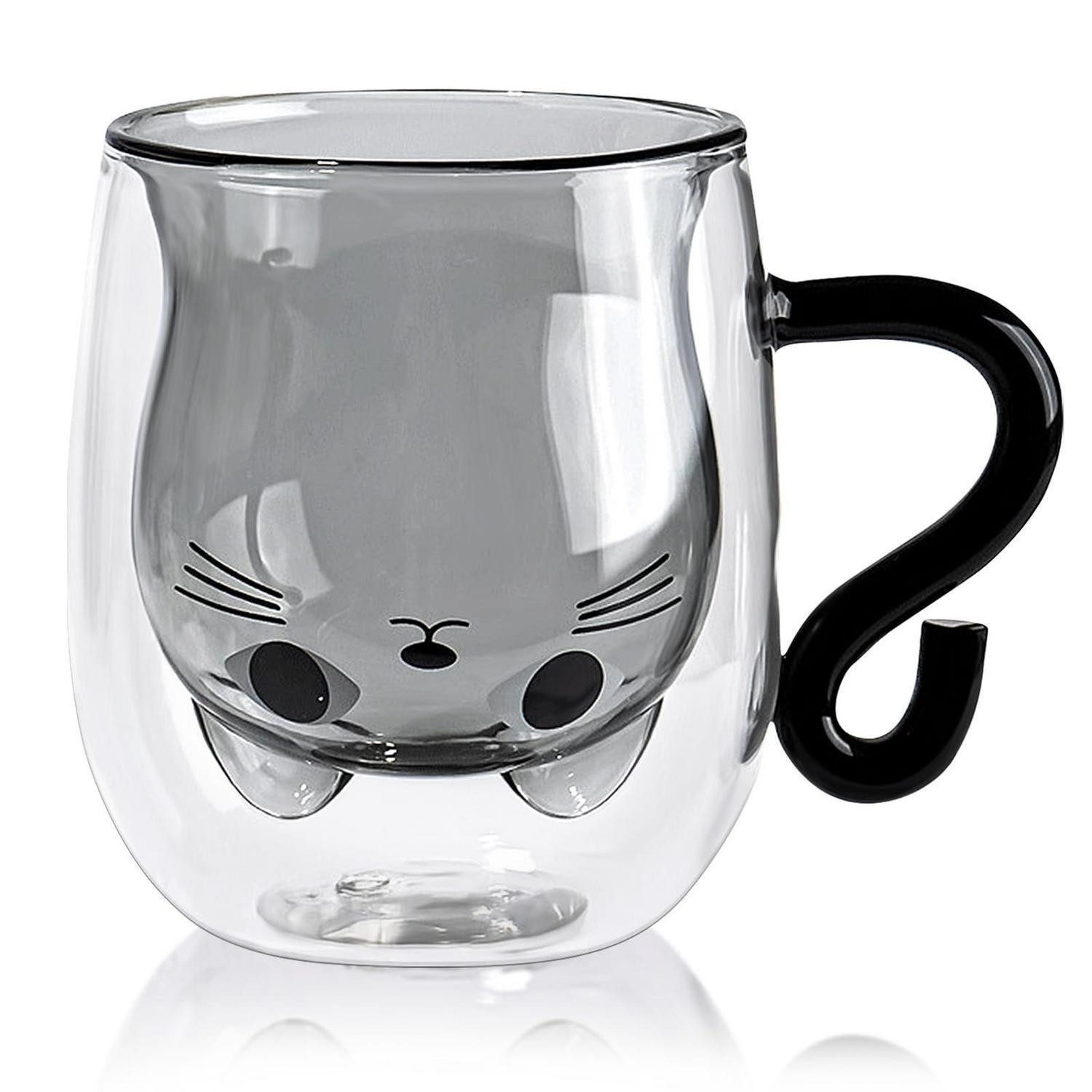 LuxusKollektion Tasse Katzen Tasse Doppelwandig Glas 280ml, Glas