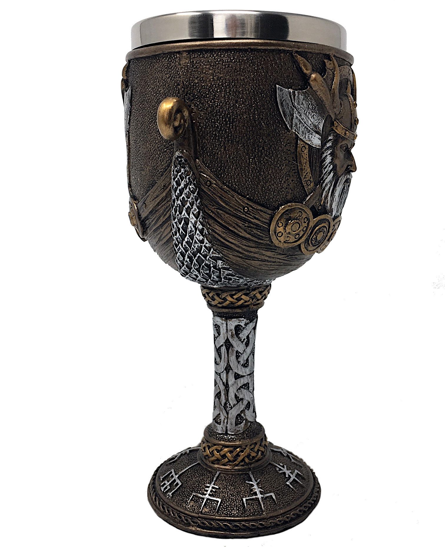 MystiCalls Becher Wikingerkelch Vikings Kelch Met Wikinger, 1-tlg., Polyresin, Herausnehmbarer Metalleinsatz