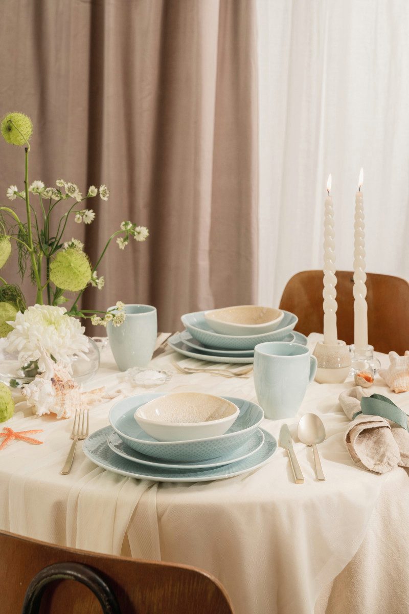 Rosenthal Kombiservice Junto Opal Green/Dune Kombiset Becher 22tlg, Porzellan, Sets