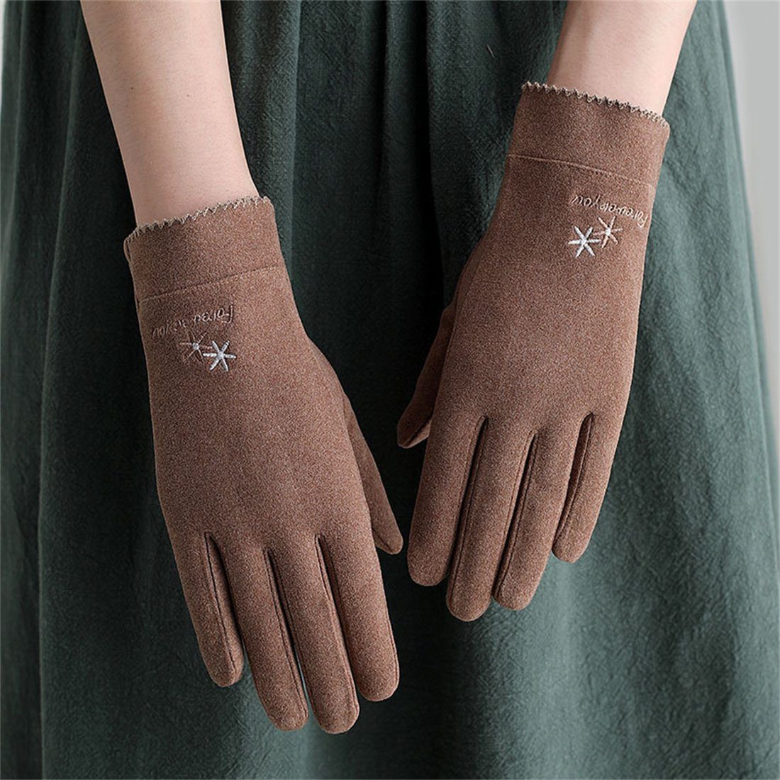 DÖRÖY Fleecehandschuhe Kaffee Handschuhe Touchscreen Reithandschuhe, Winter Damenmode Warme