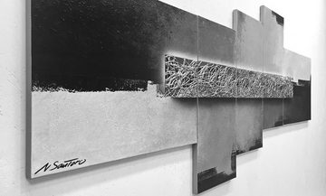 WandbilderXXL XXL-Wandbild Silver Switch 210 x 90 cm, Abstraktes Gemälde, handgemaltes Unikat