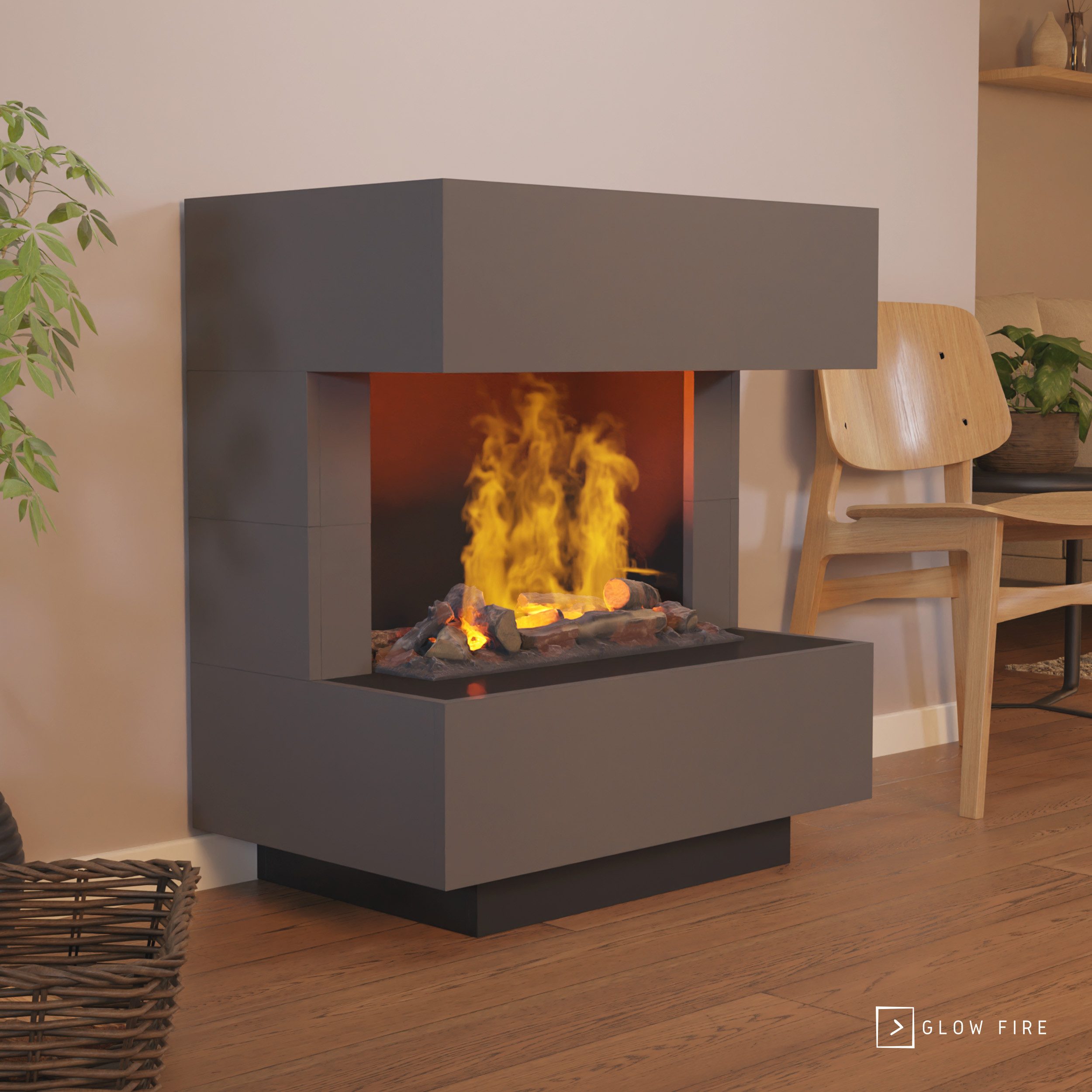 GLOW FIRE Elektrokamin Kleist Wasserdampf Kamin, Elektrischer Kamin, Wasserdampfkamin mit 3D Feuer und Knisterfunktion