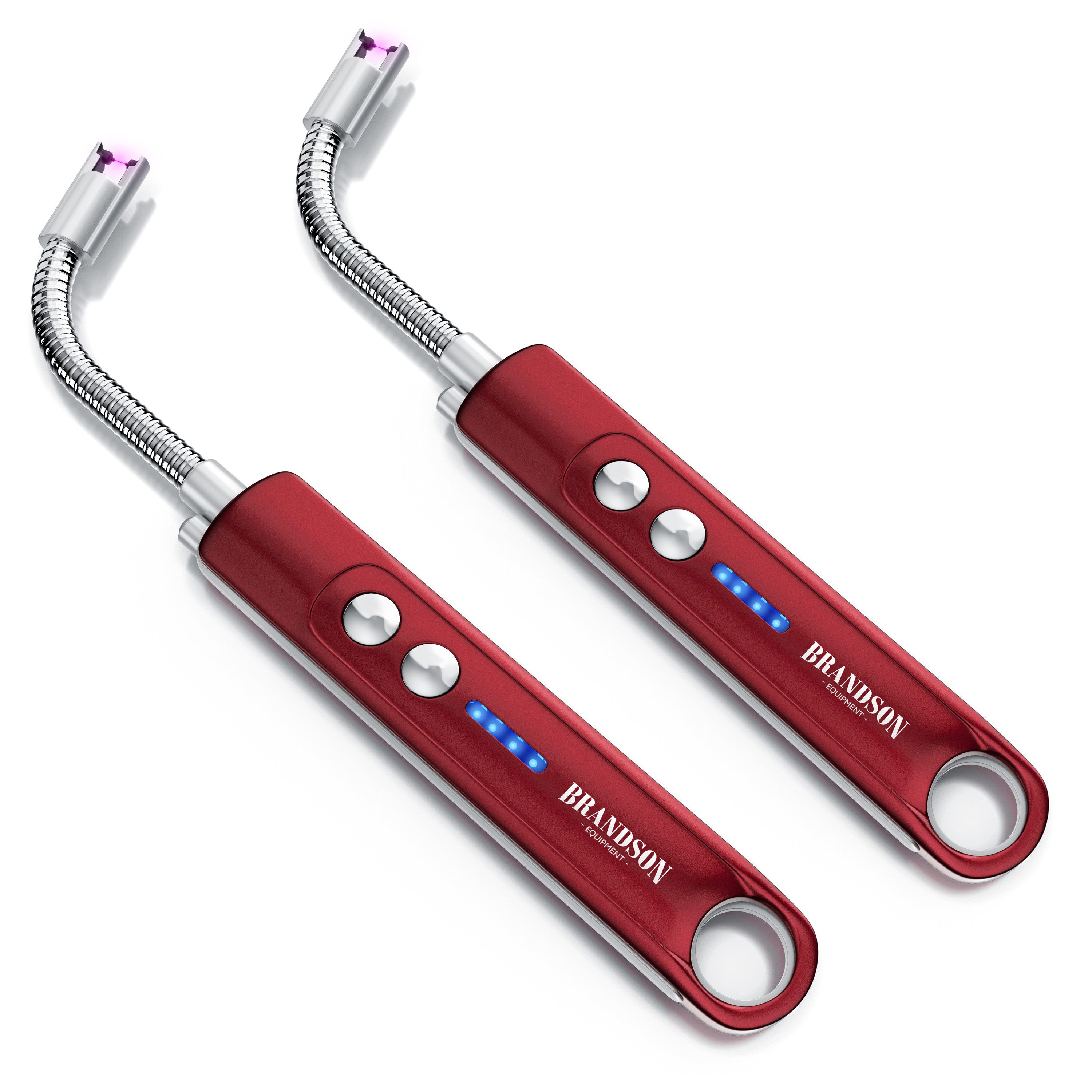 Brandson Feuerzeug elektrisch, Lichtbogen Stabfeuerzeug USB aufladbar (2-St), Kerzenanzünder für Küche, Kerzen, Gasherde, Grill, Kamin