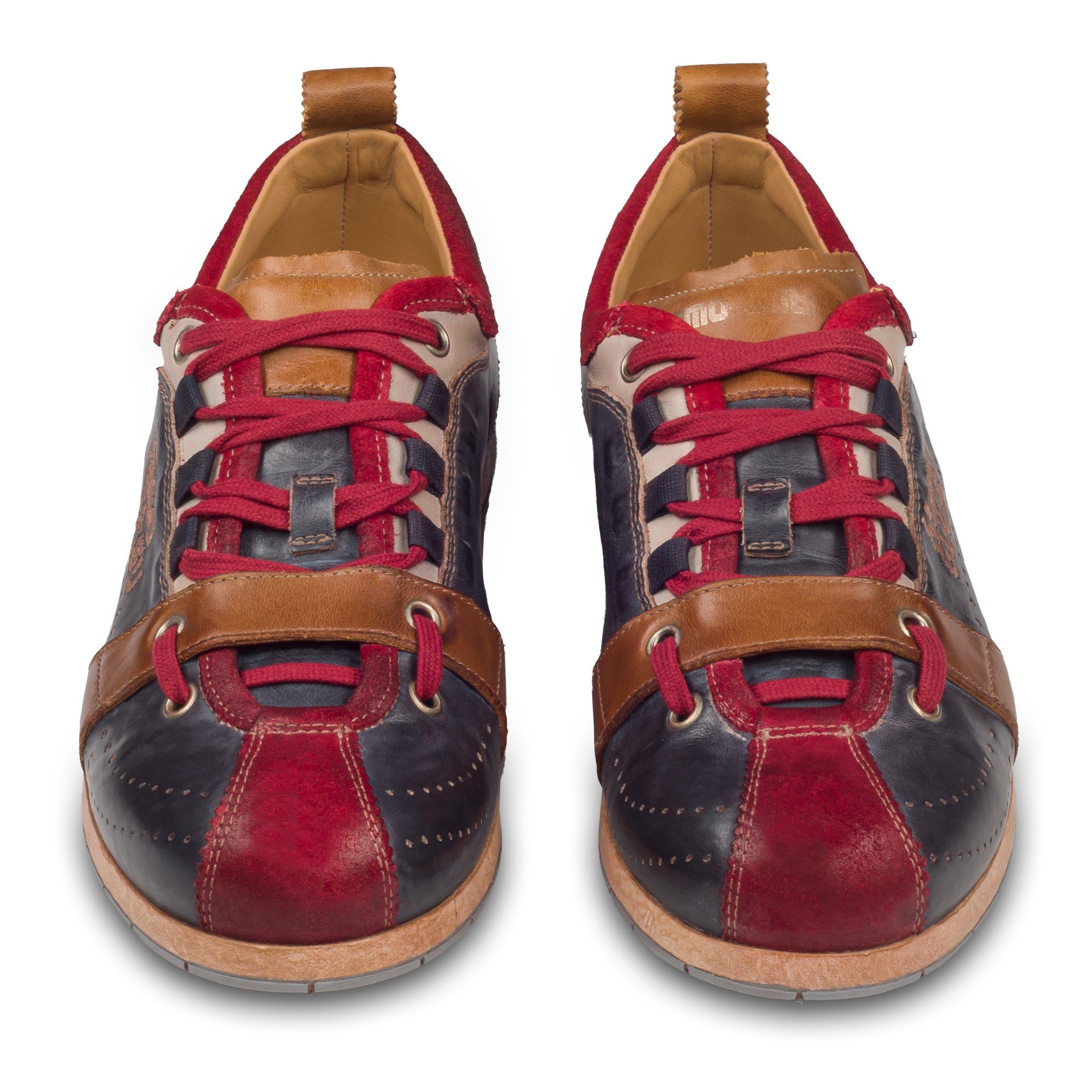Kamo-Gutsu Herren Sneaker Leder blau/rot/braun (TIFO-017 rosso navy stonewashed) Sneaker Handgefertigt in Italien