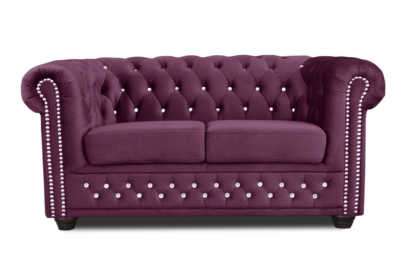 2Sitzer Lila Stoff in Couch Textil Chesterfield Polster JVmoebel Made Europe Sofa Zweisitzer Sofa,