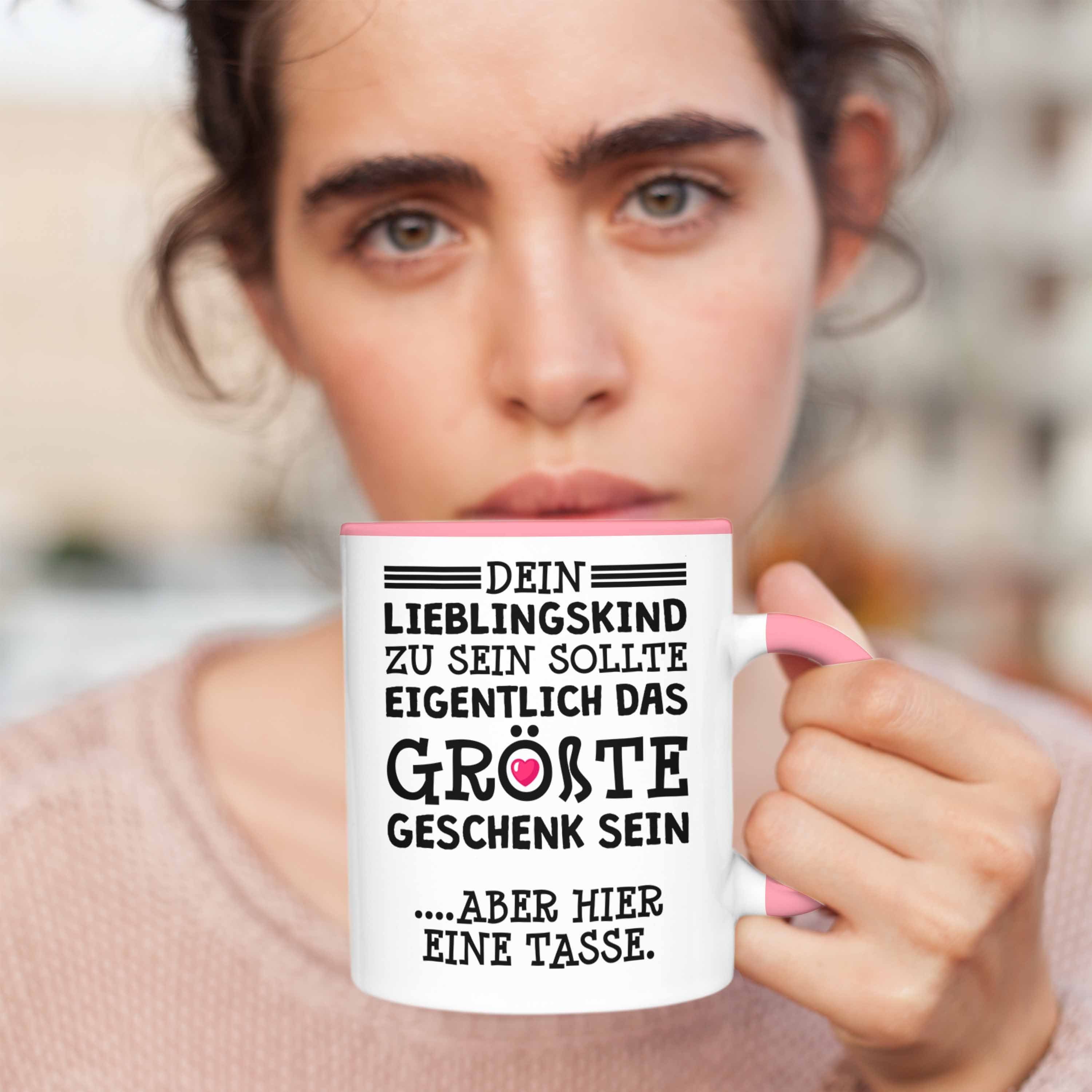 Mama Lieblingskind Tasse - Geschenk Tasse Rosa Muttertagsgeschenk von Trendation mit Sohn Trendation Tochter Tasse Spruch