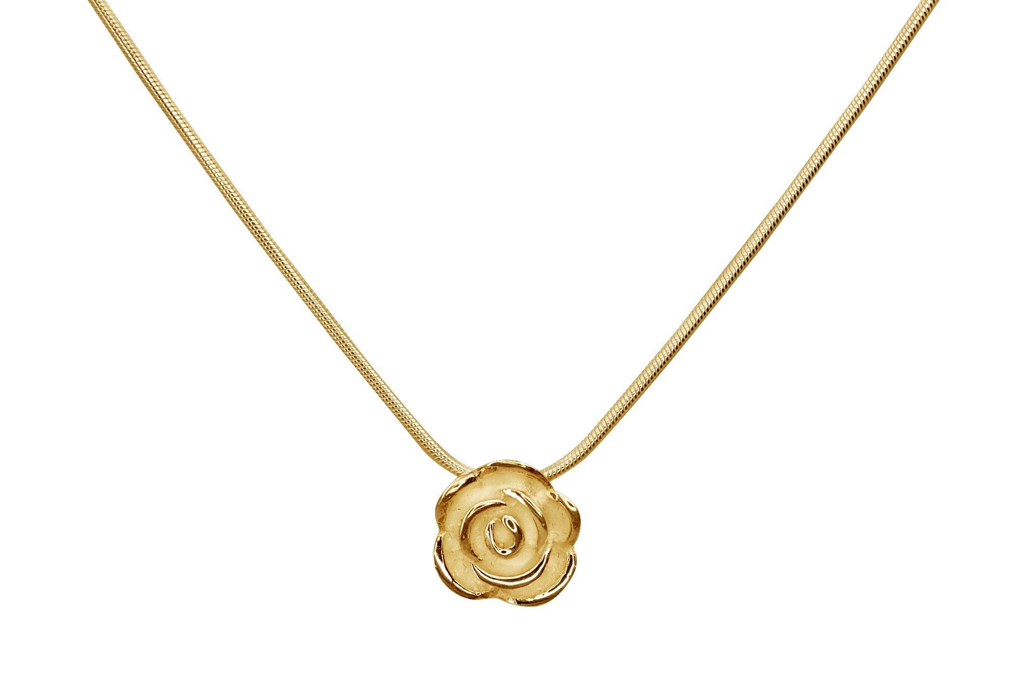 SILBERMOOS Kette und Anhänger Set Vergoldeter Anhänger "Kleine Rose" mit Kette, 925 Sterling Silber